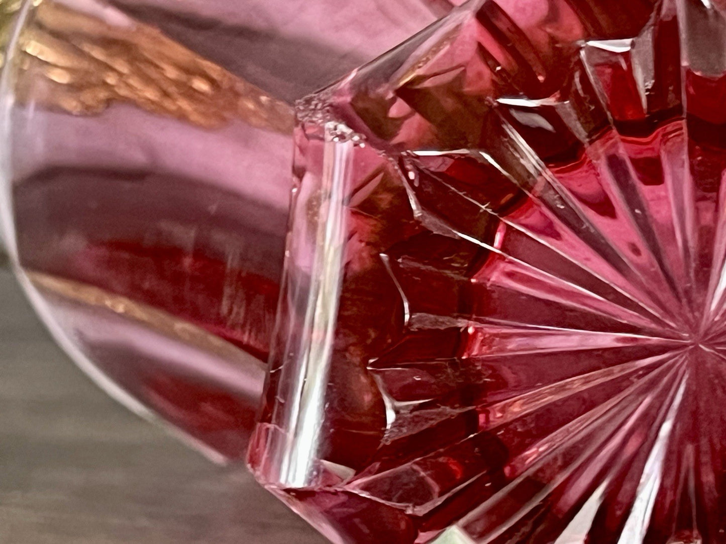 Antik Fußbecher Rubinrot Becher Weinglas Ranftbecher Glas goldrubin
