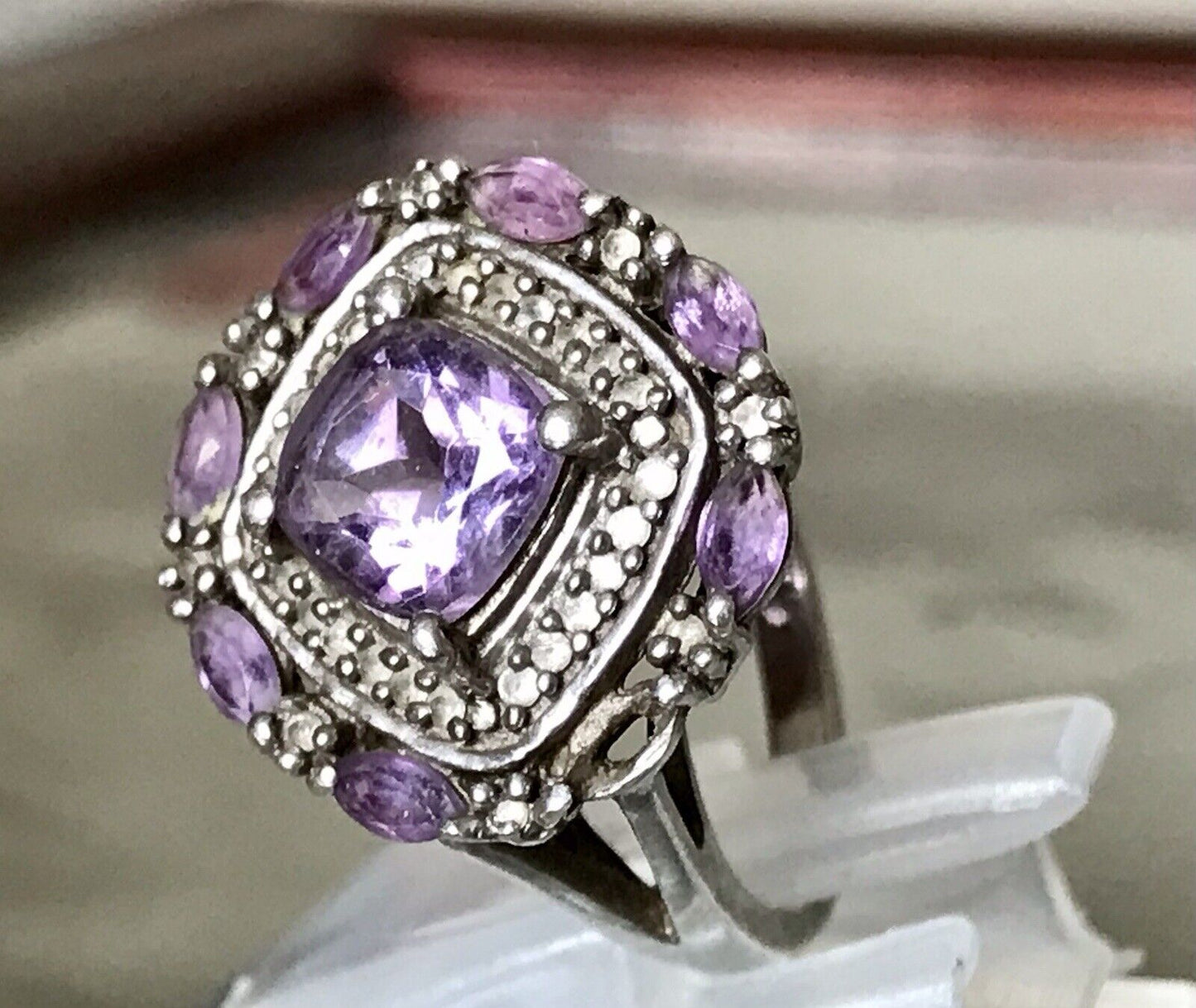 Antik Art Déco Edel DAMEN RING Silber 925 Amethyste Gr.57 58 18,1 18,5