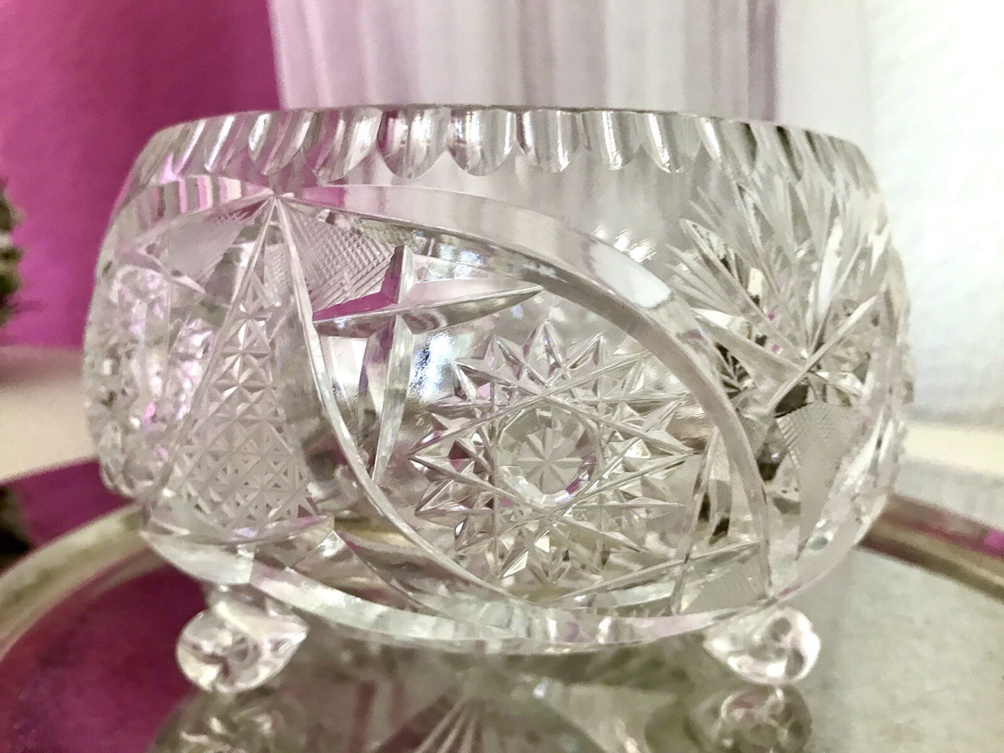 Alt Vintage Bleikristall Bonboniere Schale Glas edel Kristallglas PRL Polen