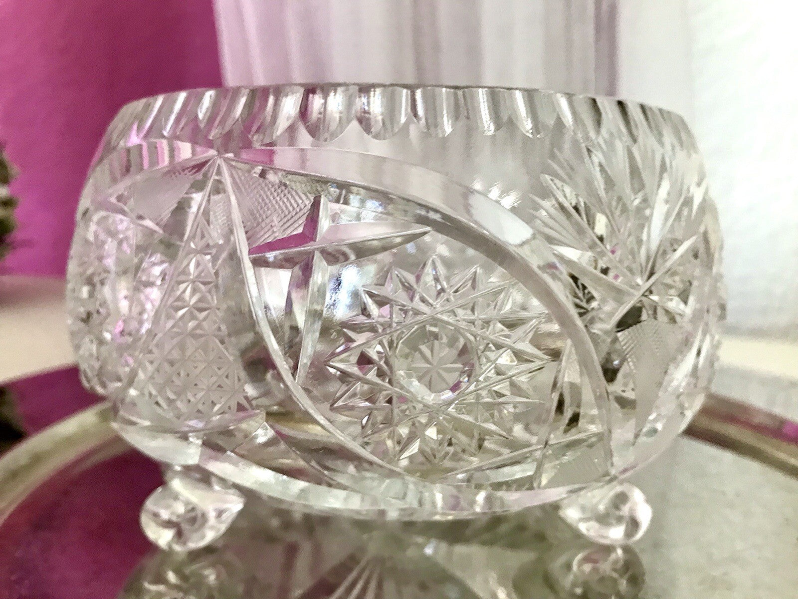 Alt Vintage Bleikristall Bonboniere Schale Glas edel Kristallglas PRL Polen