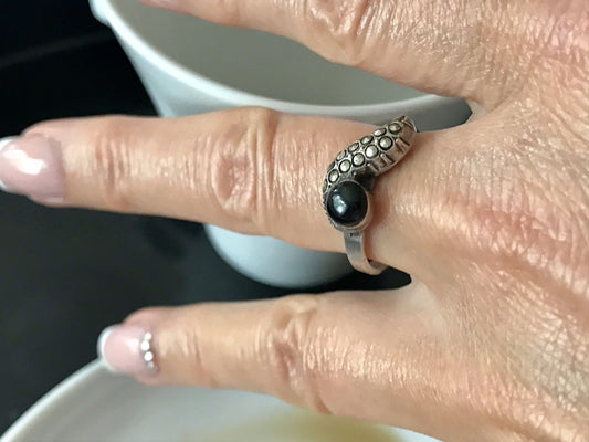 Antik? alt Art Déco Edel Onyx Markasite DAMEN RING Silber 925 Gr.57