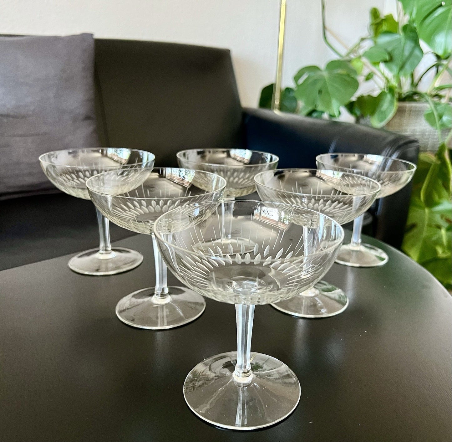 Vintage 60er  4 Champagnerschalen Sektschalen Kristallglas