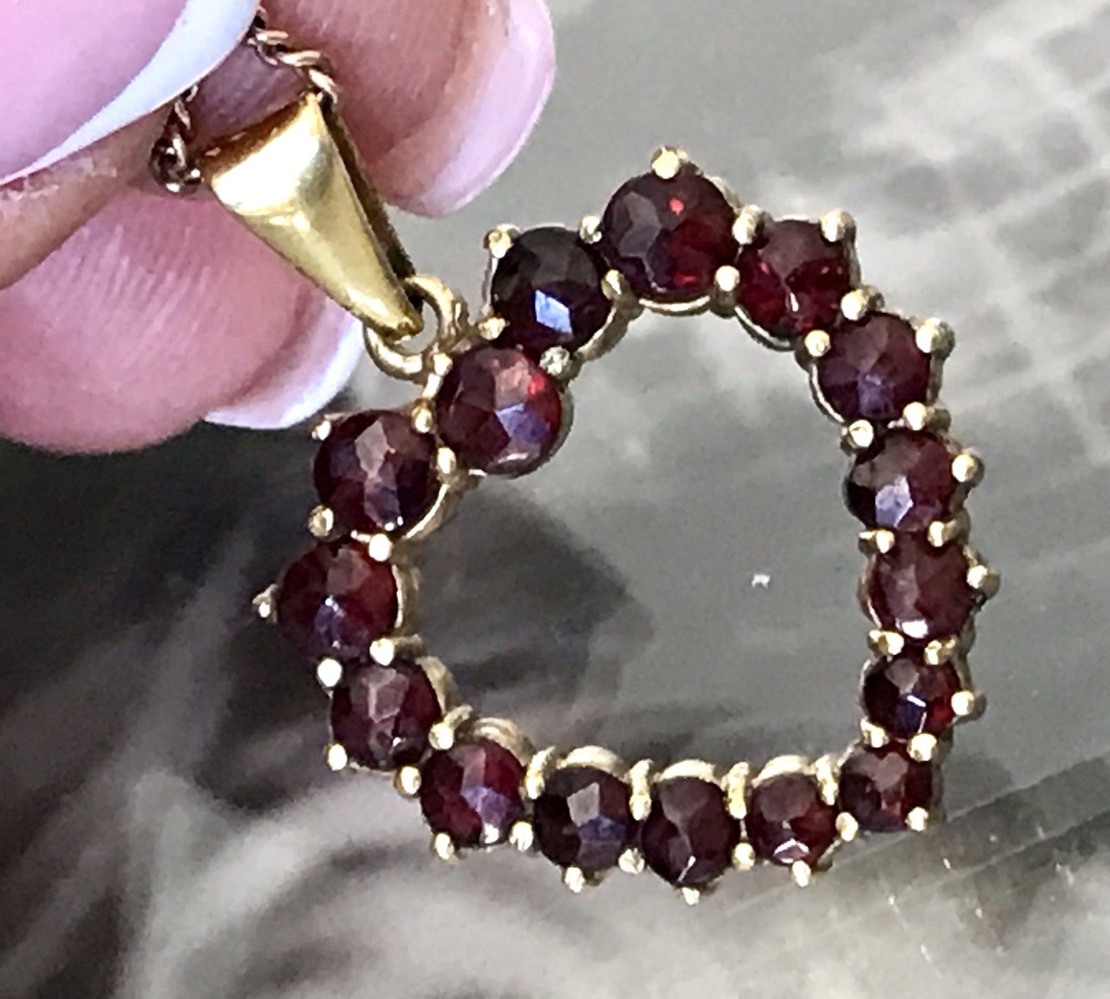 Antik Herz Anhänger 250er Gold Normgold Granate Granatschmuck Kettenanhänger