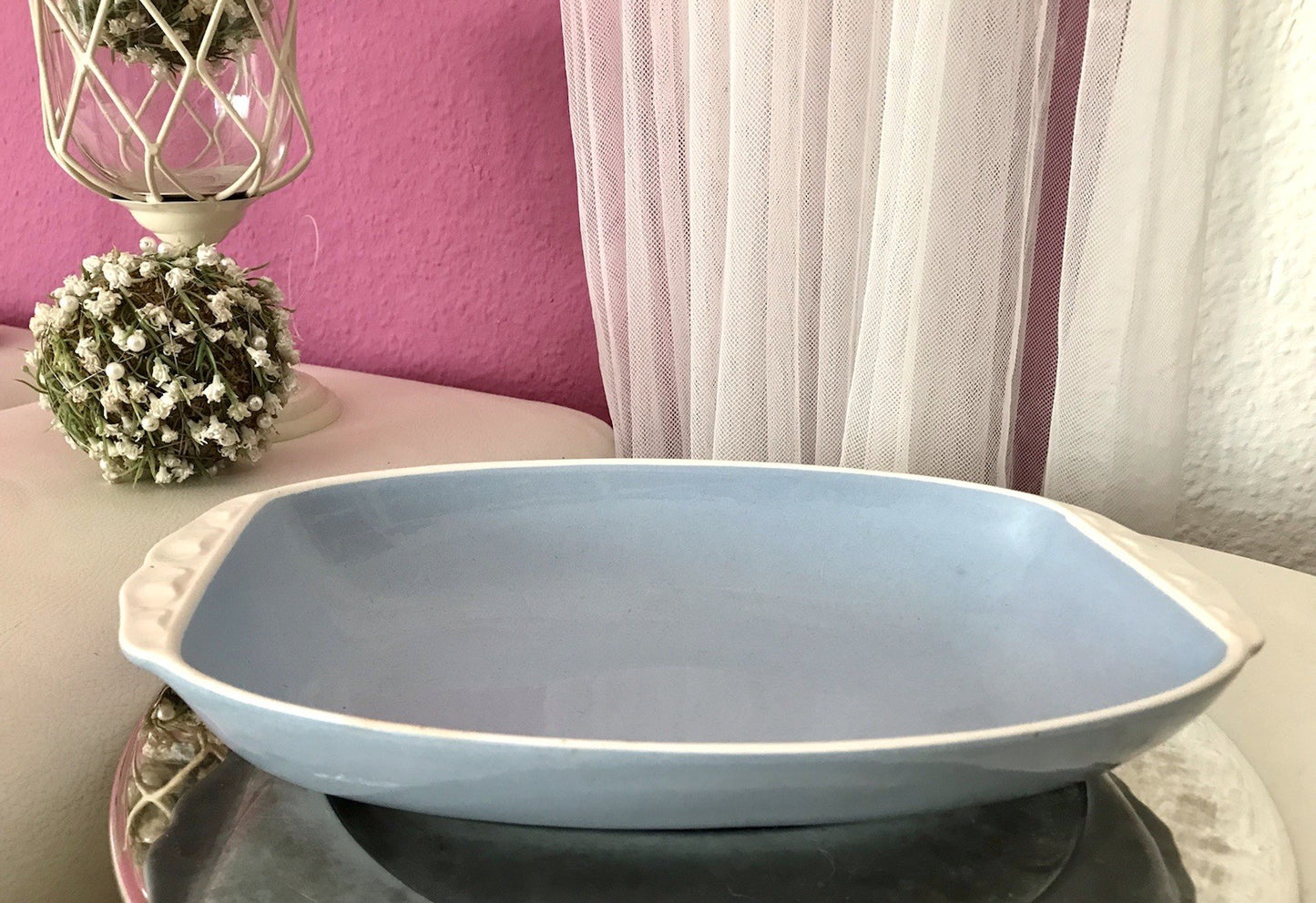 Villeroy&Boch Antik Art Déco Keramik Schale blau naturweiß Mettlach