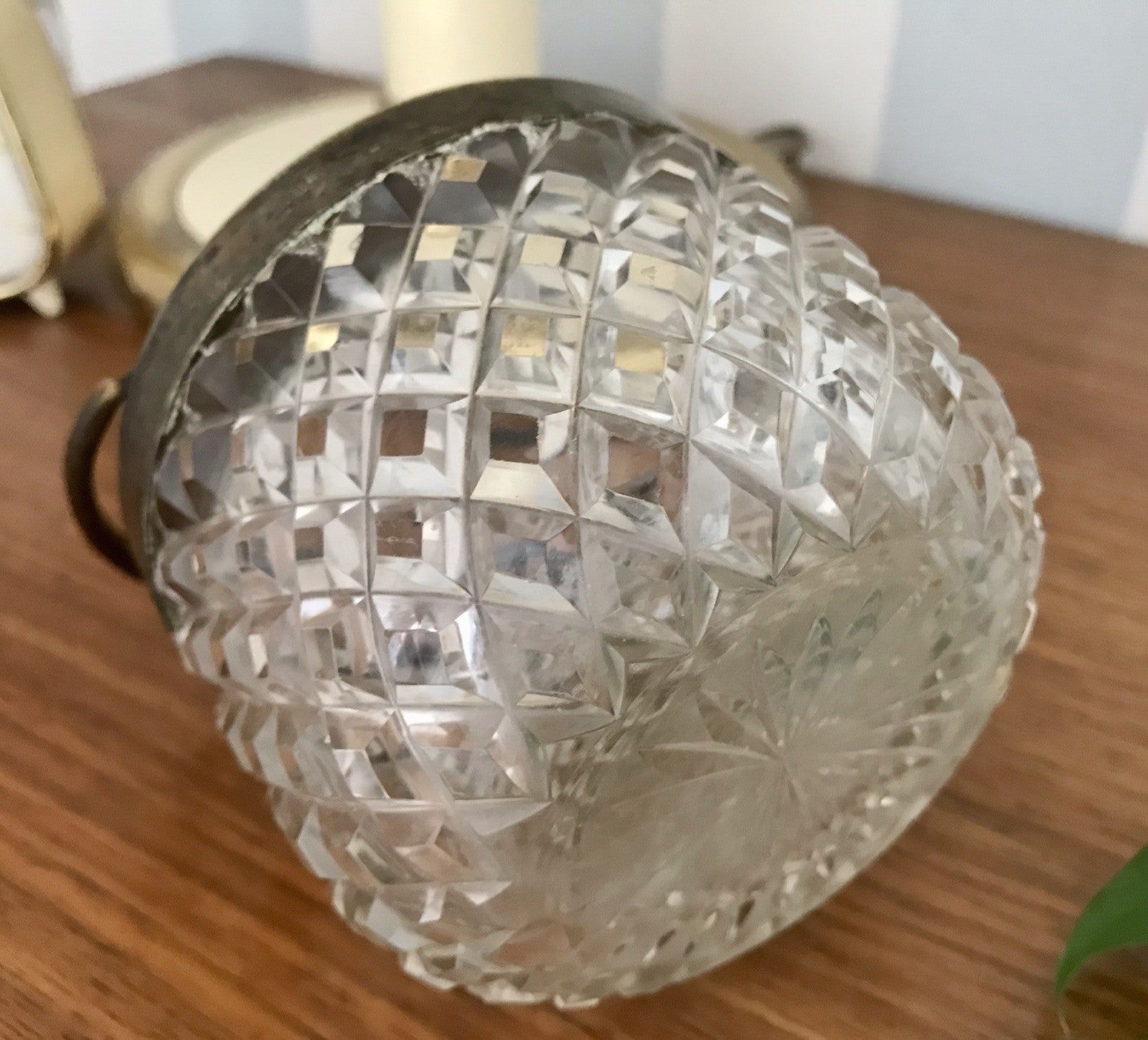 Antik Bonboniere Glasdose Dose Bleikristall edel Schliff Baccarat? versilbert