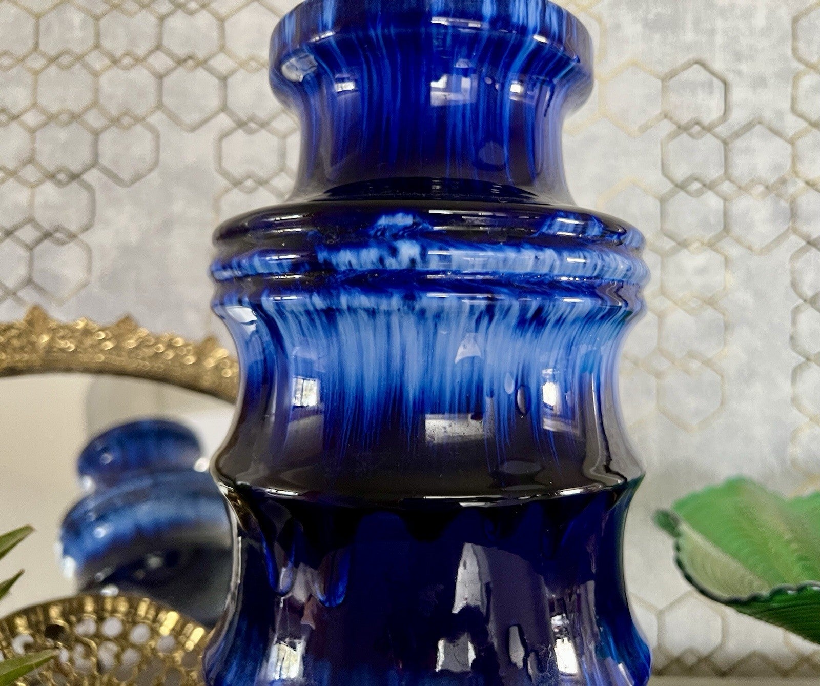 Vintage 60’s Vase Mid Century Keramik Scheurich Pagode 226 Fat Lava kobaltblau