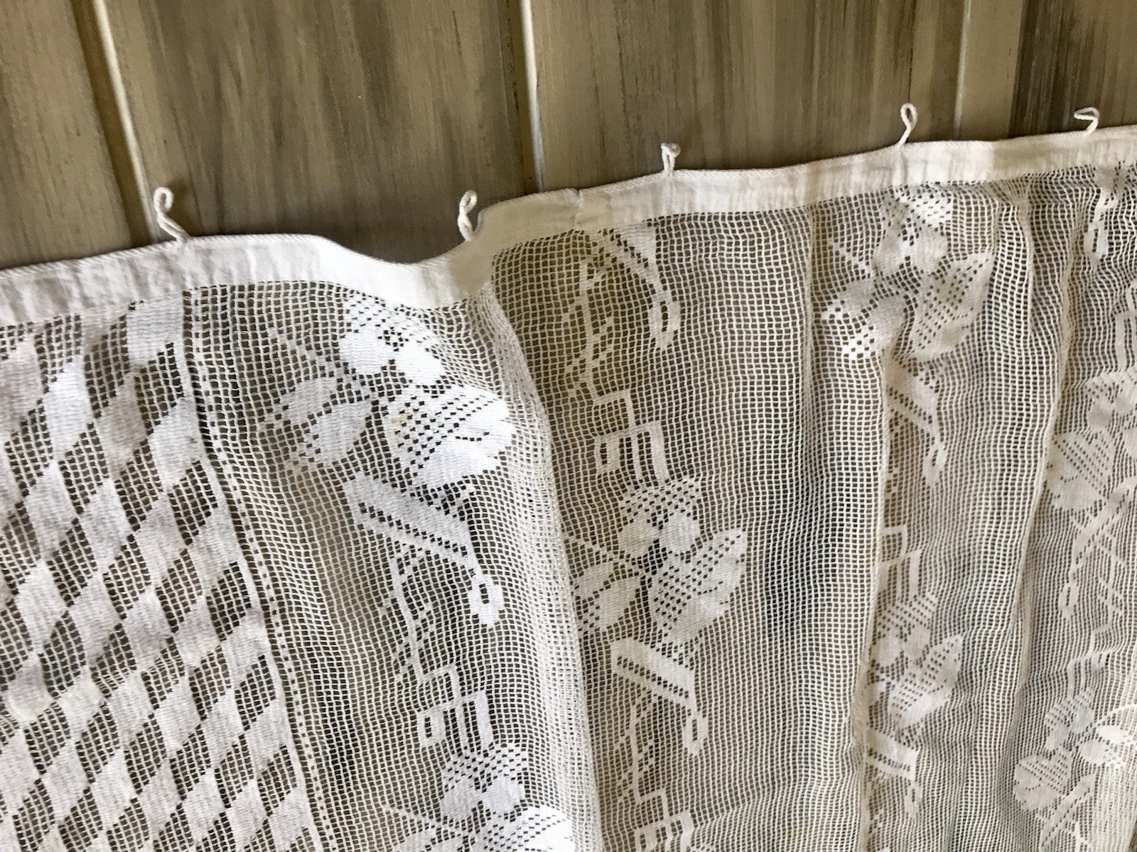 Antik Art Déco Fenster Gardine Vorhang Baumwolle Filetspitze weiß Spitze