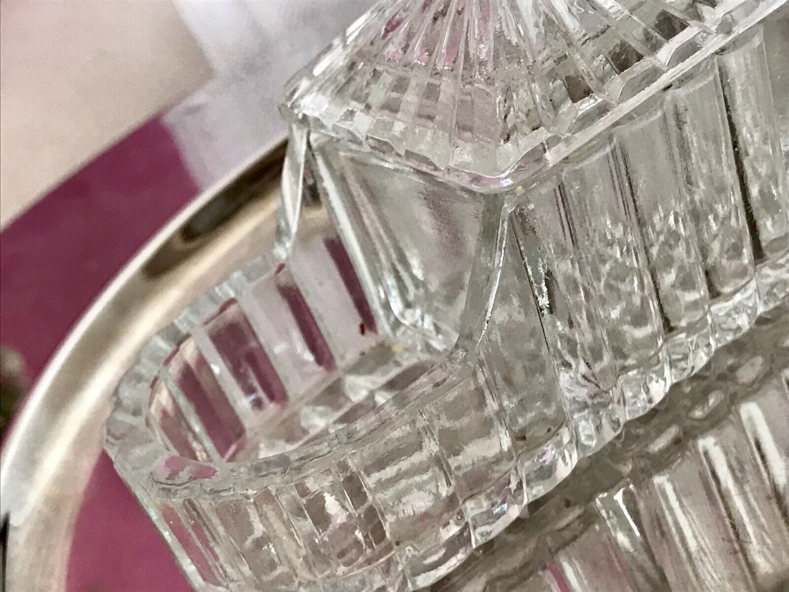 Antik Art Déco Pressglas Salz & Pfeffer Menage Saliere Gewürzständer Glas