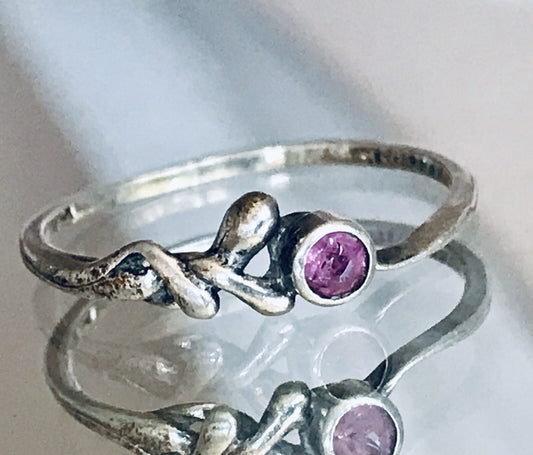 Antik? Vintage Damen filigran Ring lila Stein Silber 835 Gr.56 17,8