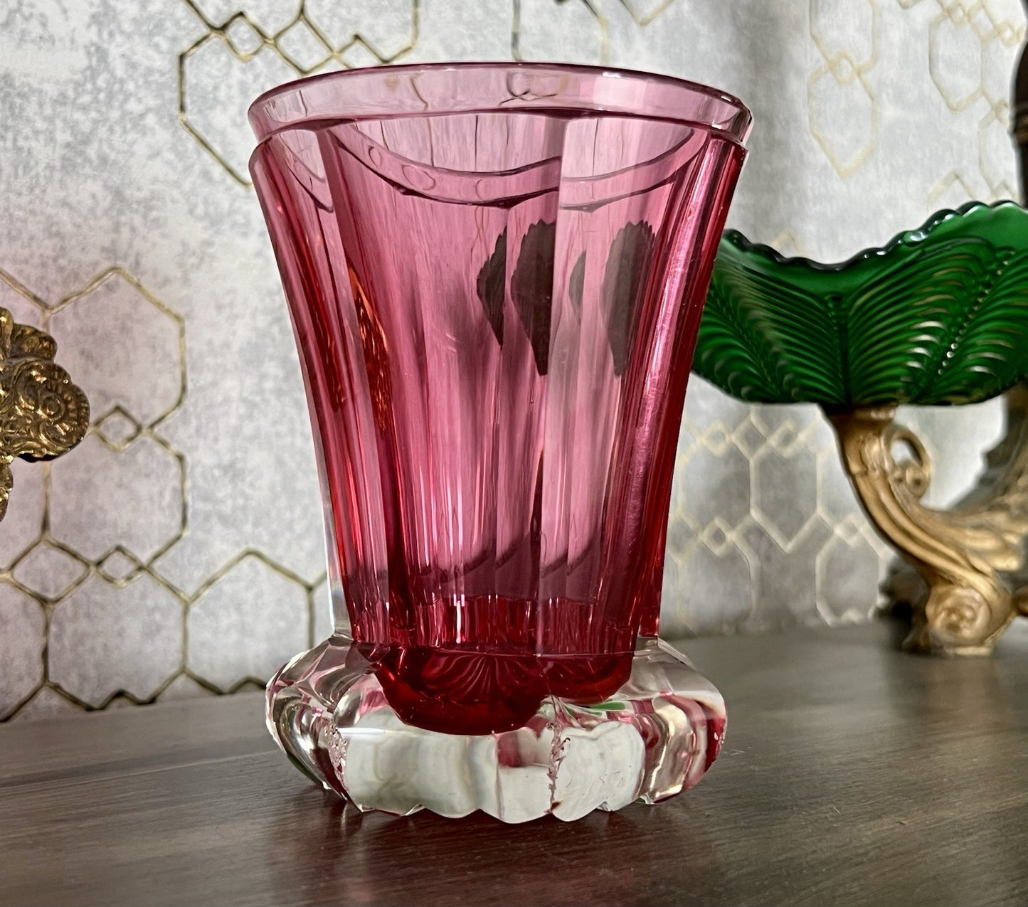 Antik Fußbecher Rubinrot Becher Weinglas Ranftbecher Glas goldrubin