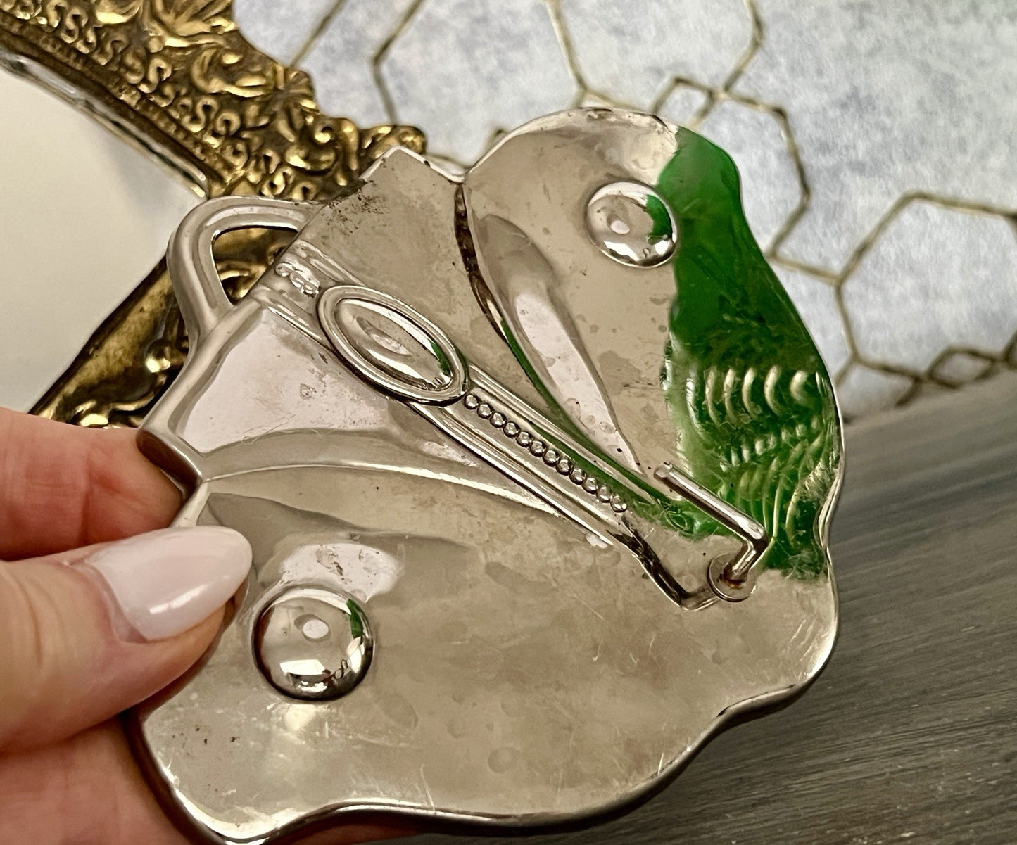 Antik Jugendstil Haken Handtuchhaken Kleiderhaken Metall verchromt? vernickelt?