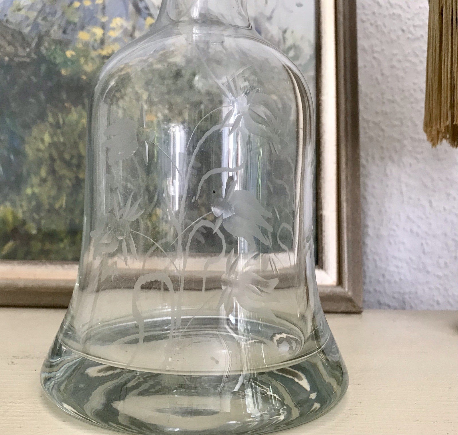 Vintage groß Glaskaraffe Karaffe Zier- Schliff Glas Bleikristall? Kristallglas