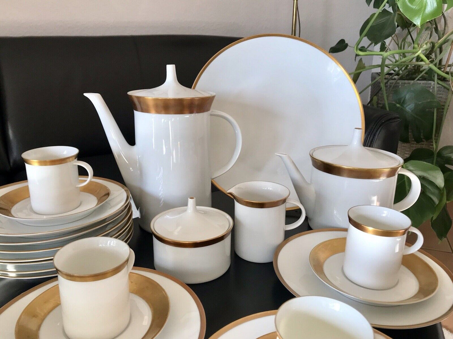 Vintage 60er Rosenthal Porzellan Kaffeeservice weiß gold Kurfürstendamm Studio