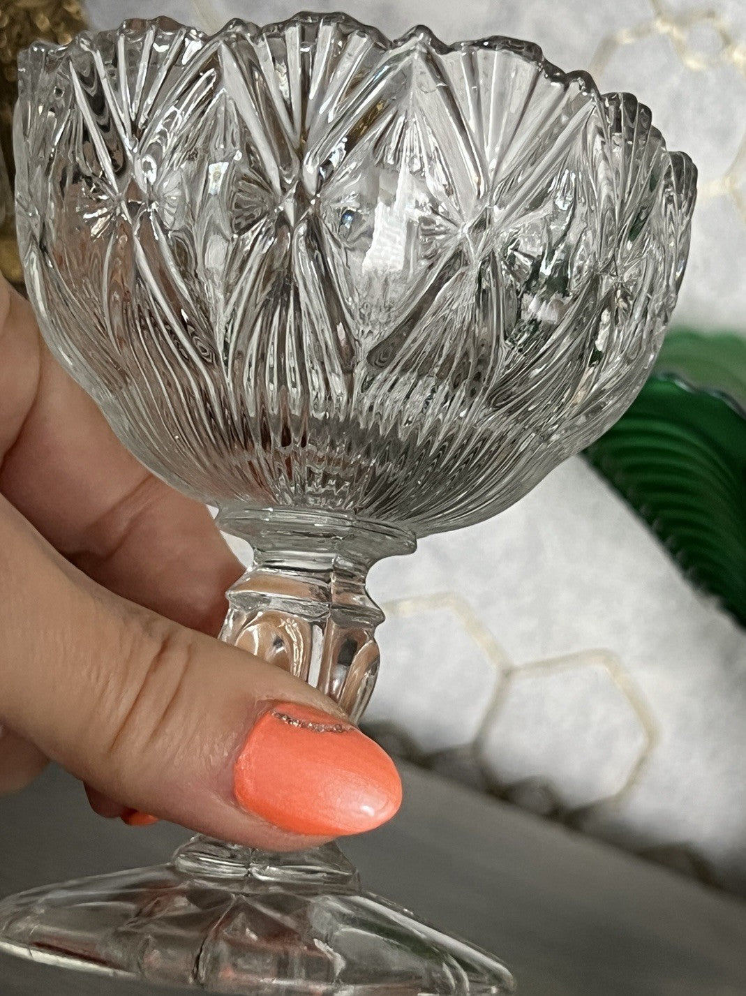 Antik Jugendstil Art Deco Pressglas Glas Fußschale Schale Zuckerschale