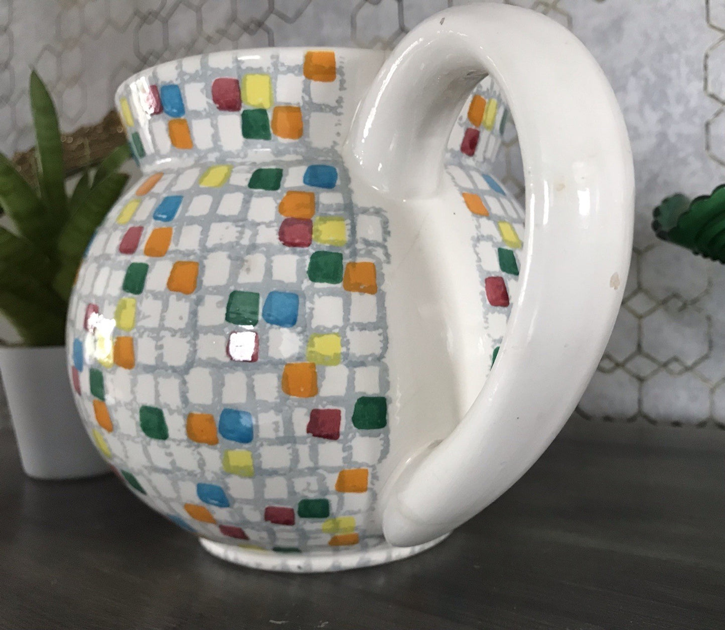 Antik alt Keramik Kanne Krug Schramberg? Dekor Coktail