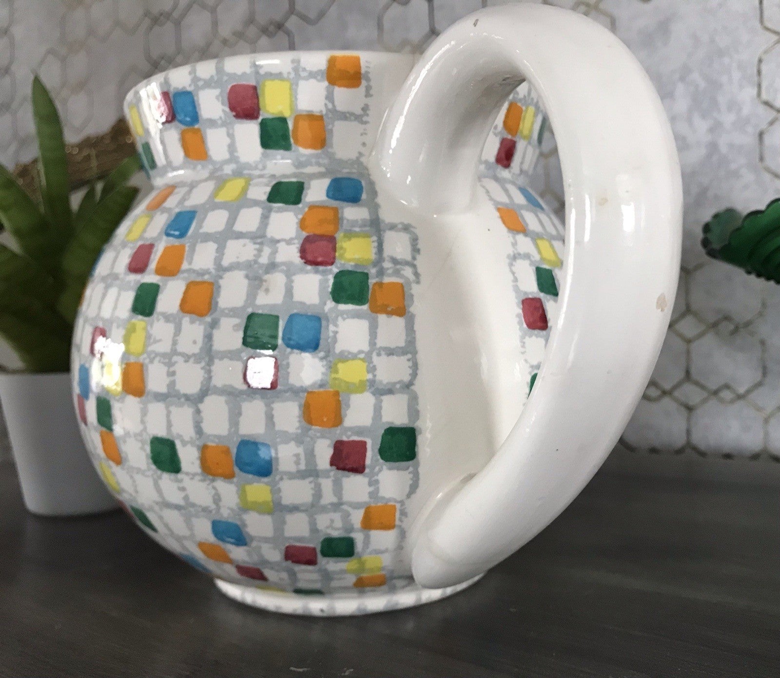 Antik alt Keramik Kanne Krug Schramberg? Dekor Coktail