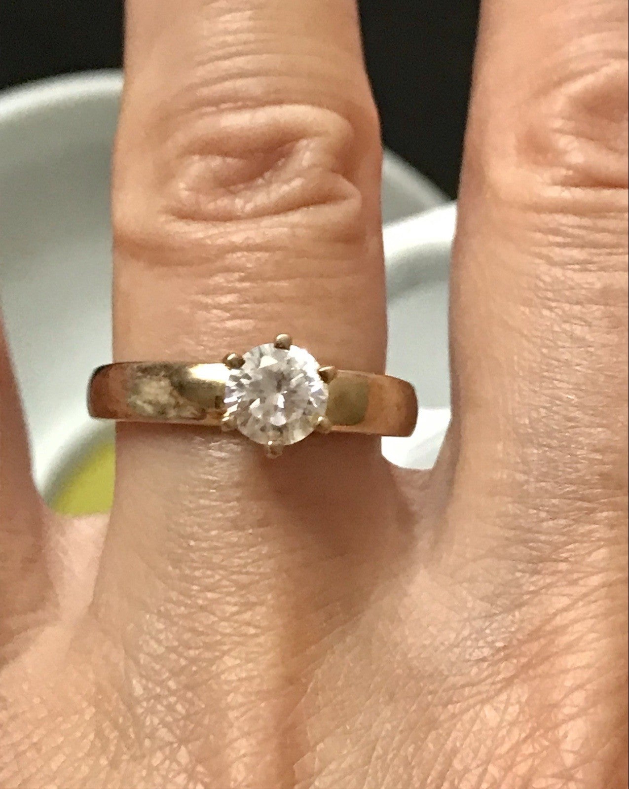 Vintage alt Damen Ring Silber 925 Gr.60 farbloser Stein Solitär 19,1 vergoldet