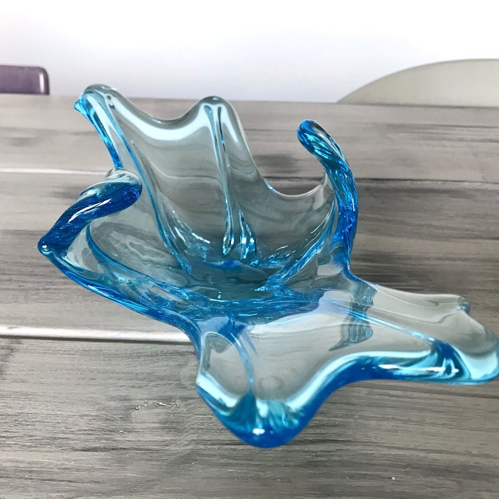 Murano 60er 70er Jahre Schale Glas Schön zipfelig türkis blau