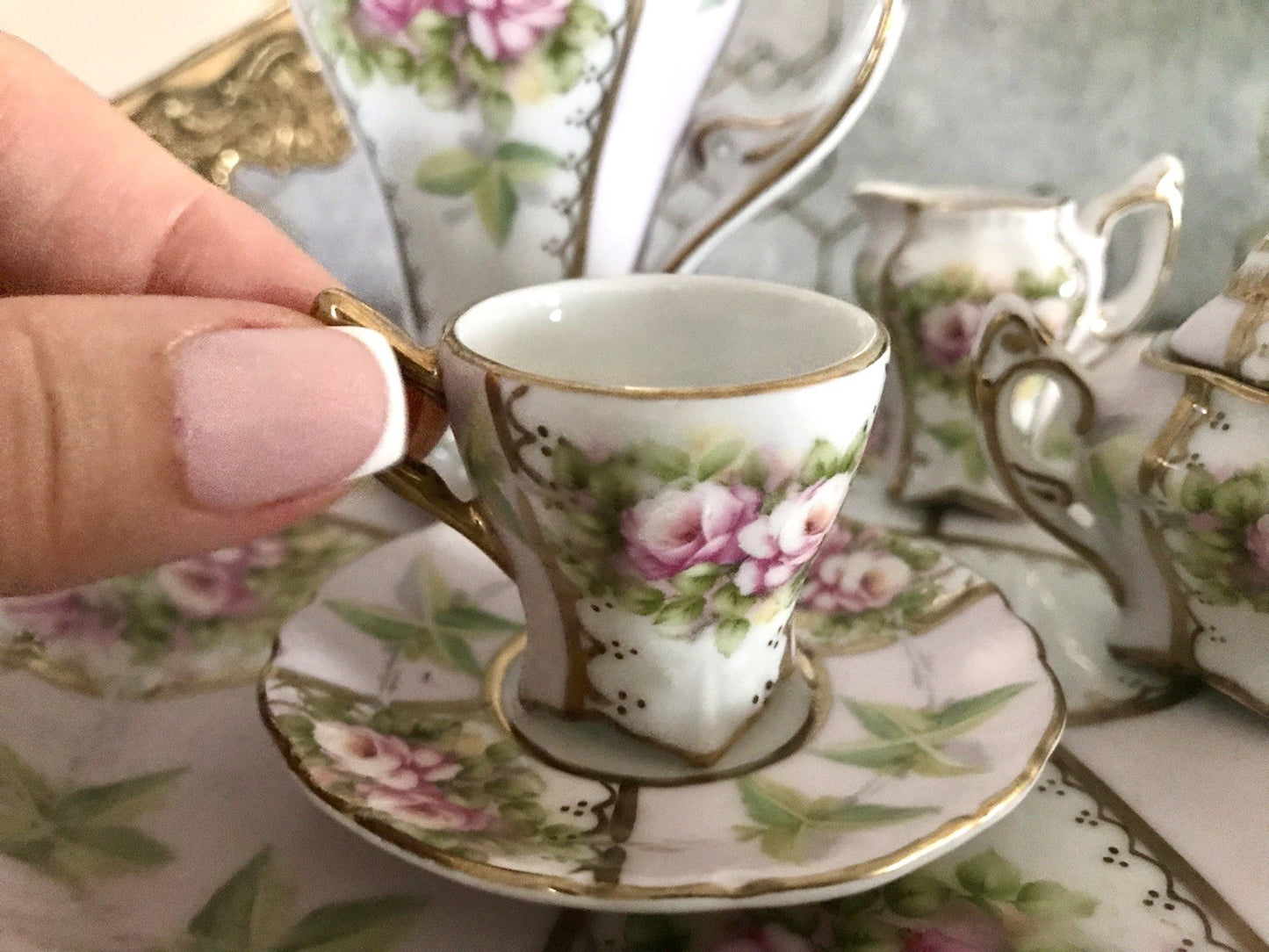 Replik Puppenservice Porzellan Kaffeeservice Geschirr Miniatur MO Othengrafen