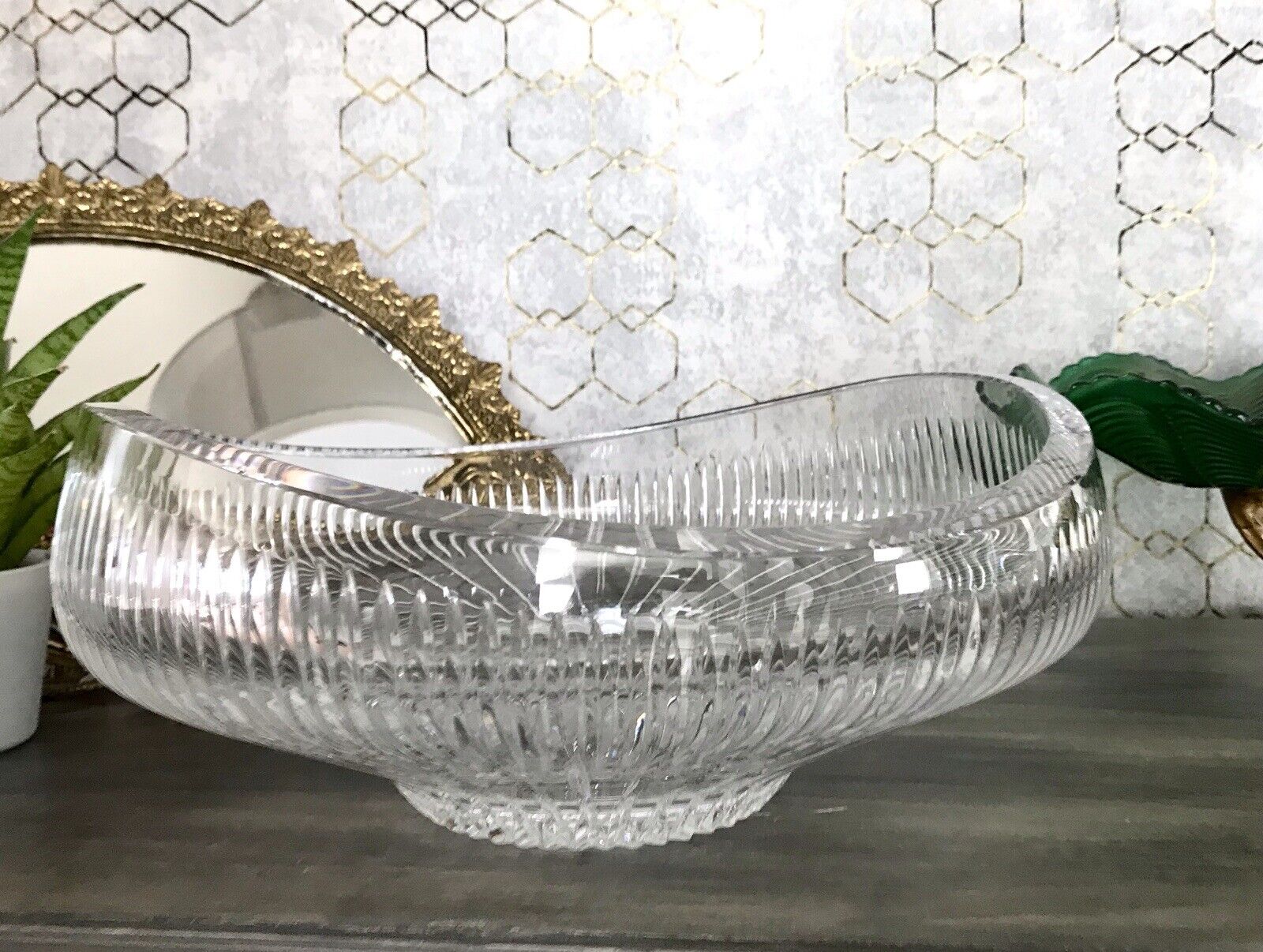 Vintage EDEL Bleikristall Schale Glasschale Kristallglas Glas Groß Schliff