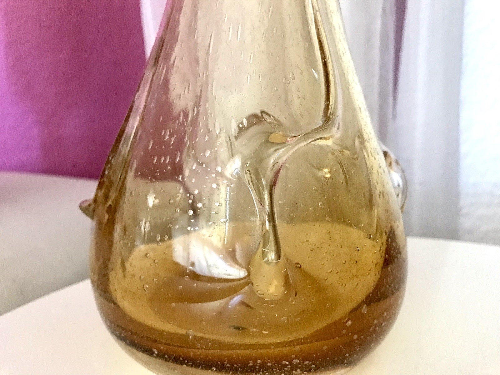 Vintage gelb große Designer Vase Blumenvase Glasvase Glas Huta Zabkowice PRL