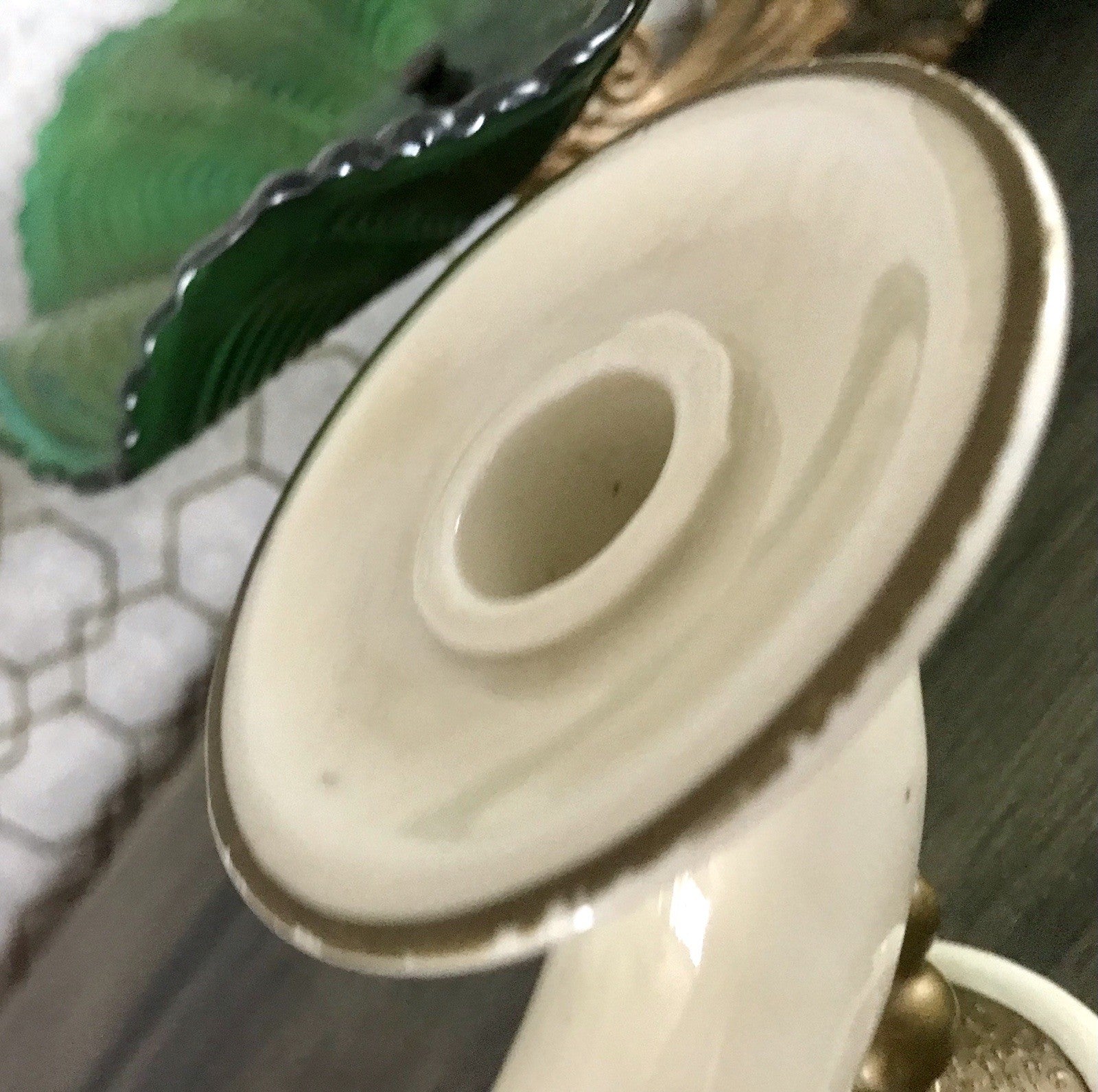 Antik Art Déco Porzellan Kerzenleuchter Neu-Tettau Edel Elfenbein