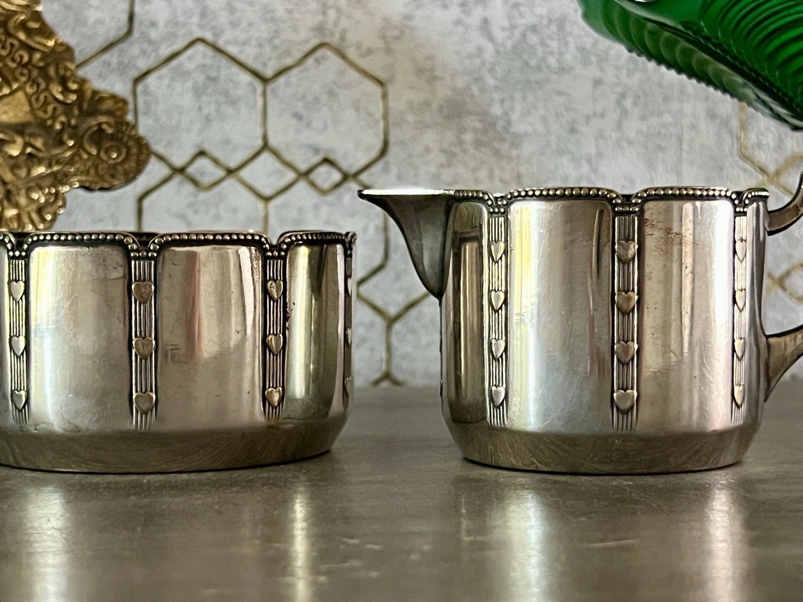 Antik WMF Jugendstil Kaffee Kernstück: Zuckerdose Rahmgießer