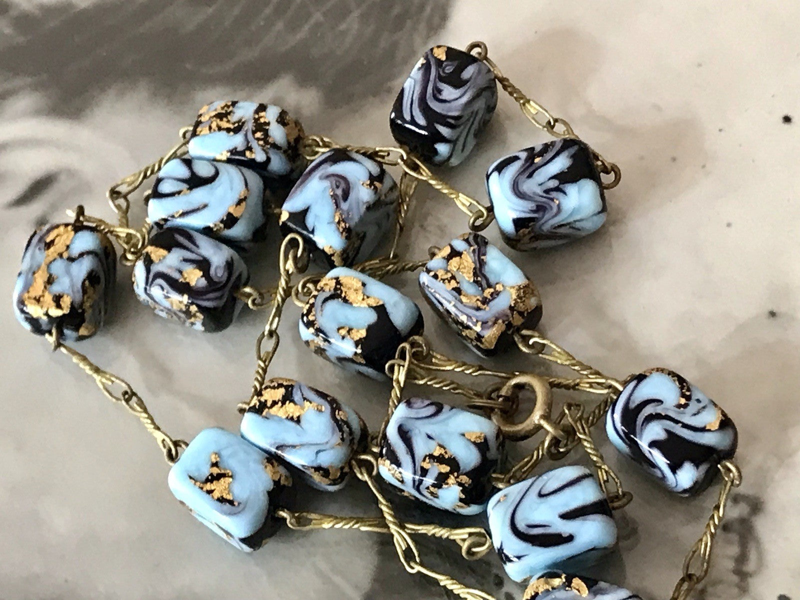 Alt Edel Vintage Halskette Kette Murano Perlen Sehr Schön