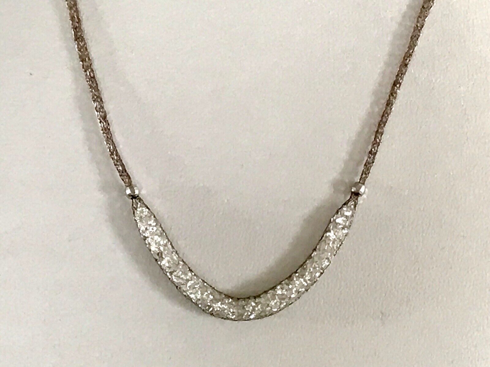 Alt Vintage Edel Gold 333 Gold & 925 Silber Collier Halskette Goldnetz Steine
