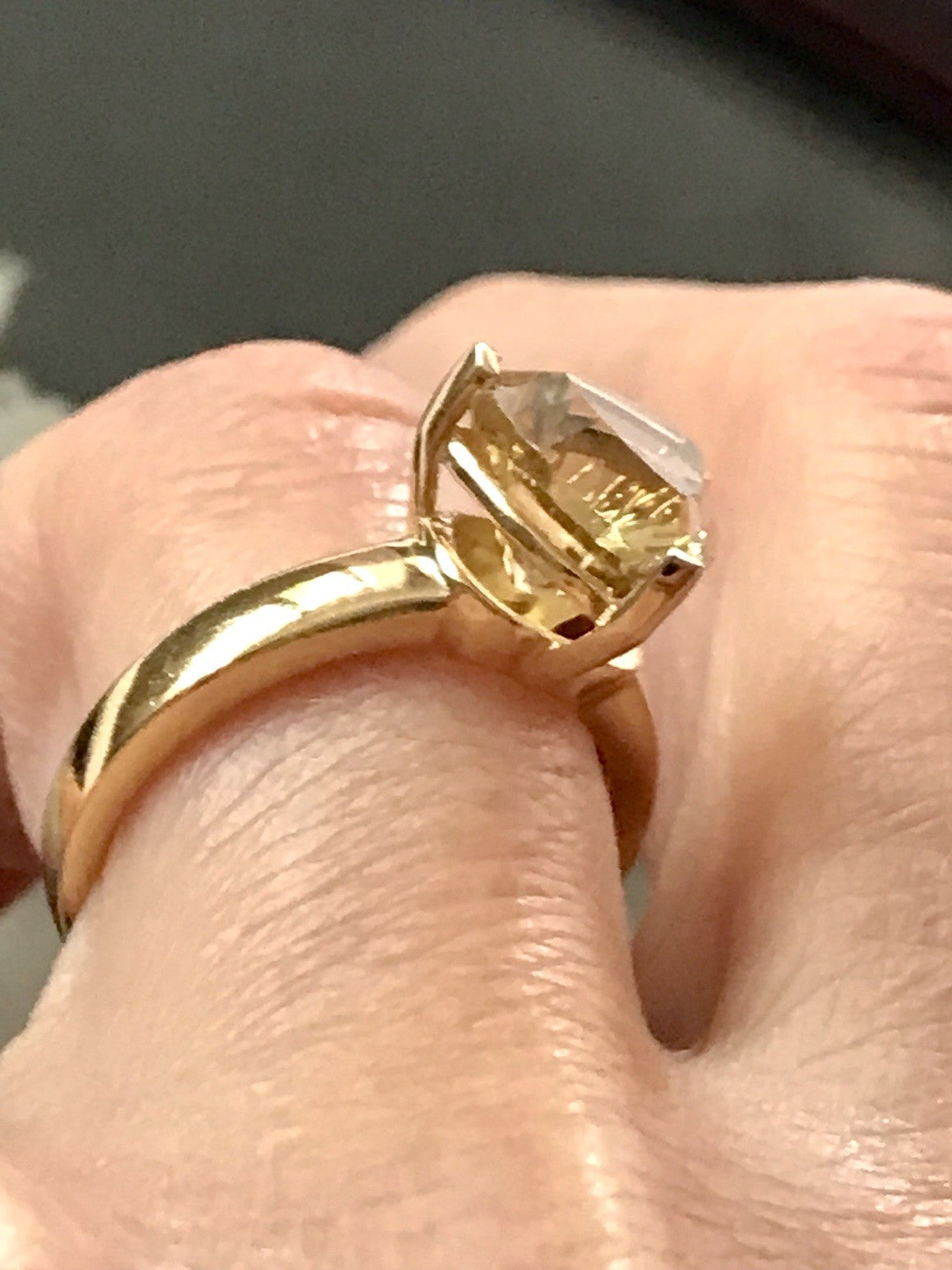 Vintage Ring Citrin? gelber Stein 925 Silber vergoldet Gr.57 18,1