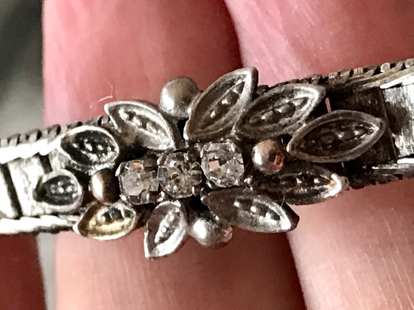 Antik? Vintage Edel DAMEN Armband Silber 925 SUPER Design farblose Steine