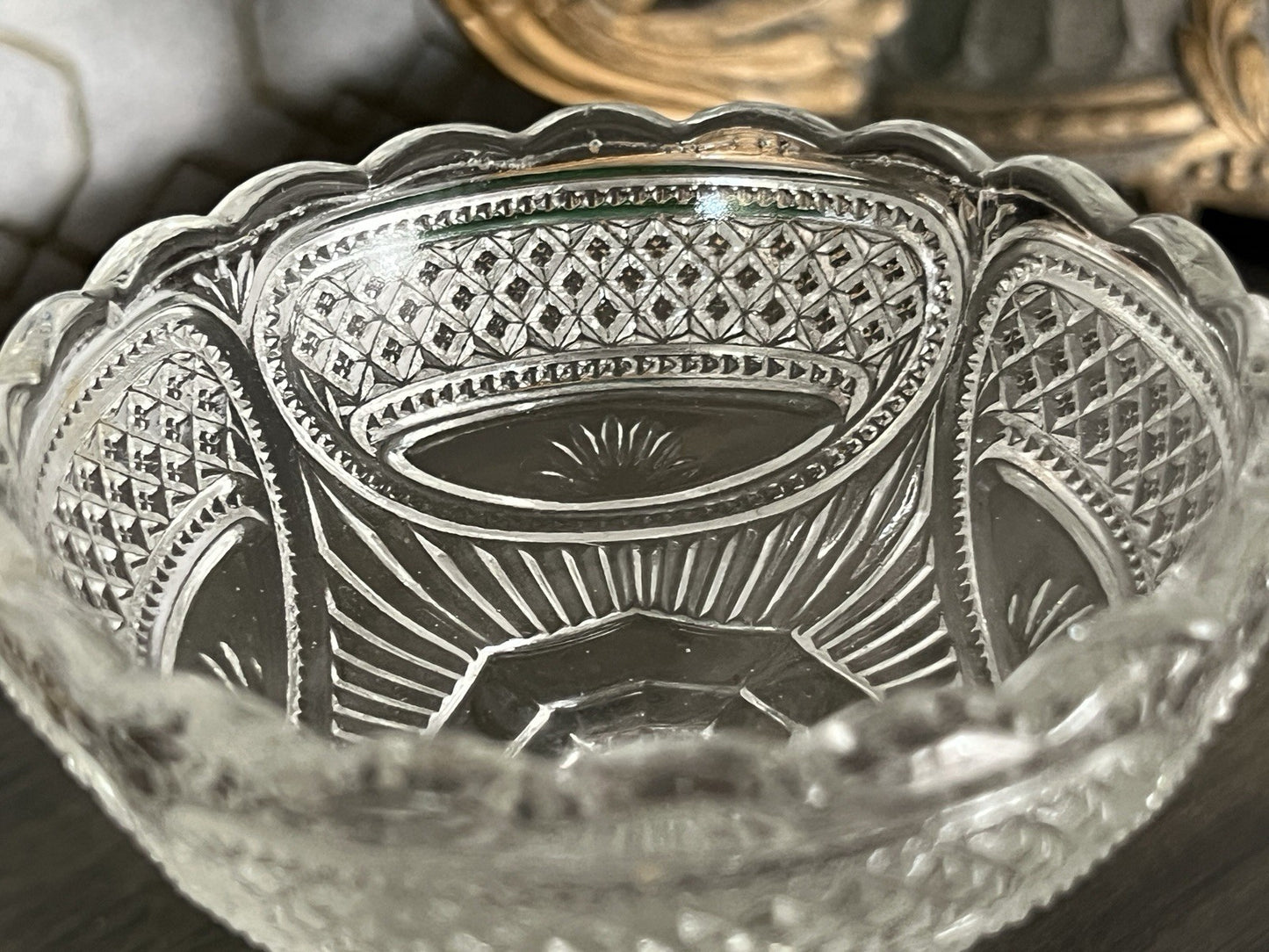 Antik Jugendstil Art Deco Pressglas Glas Fußschale Schale Zuckerschale