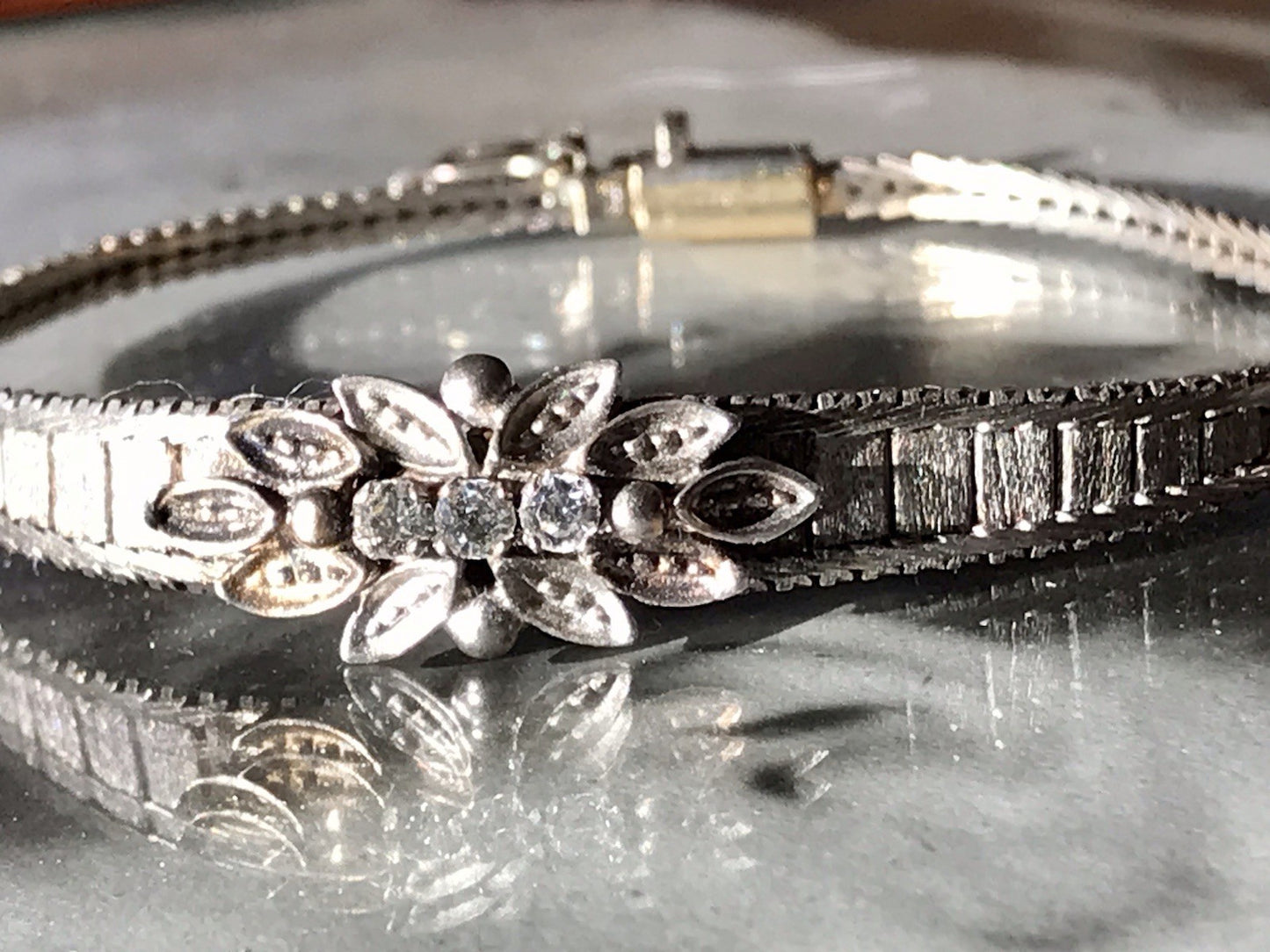 Antik? Vintage Edel DAMEN Armband Silber 925 SUPER Design farblose Steine