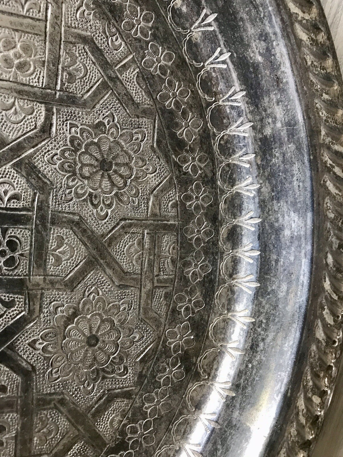 Vintage Tablett Teetablettt Serviertablett versilbert ziseliert Marokko