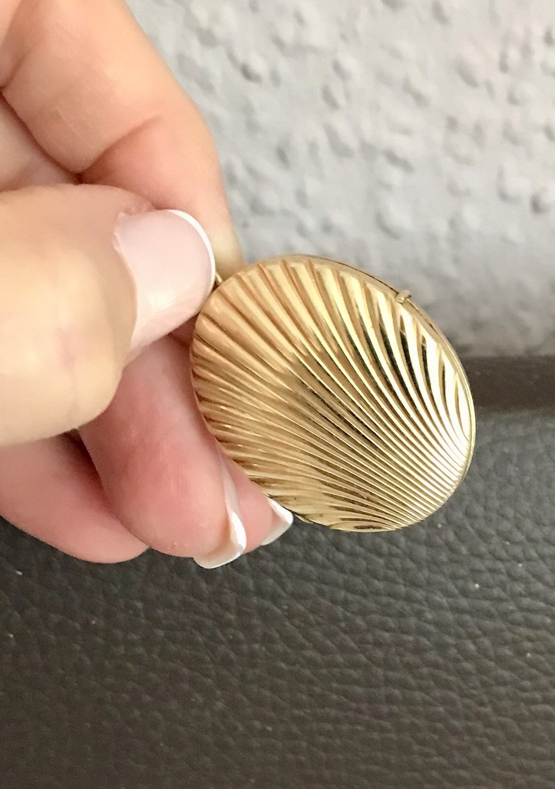 Vintage Kettenanhänger Anhänger Foto Medaillon Muschel Amerikan Double vergoldet