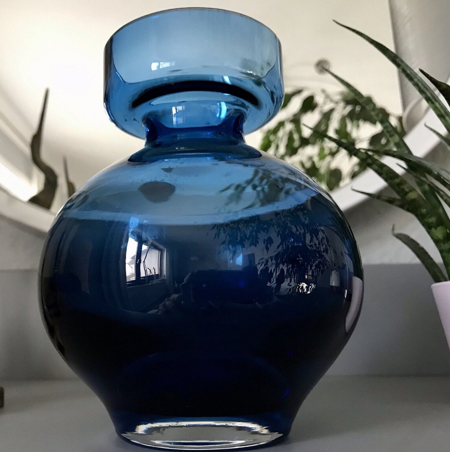 Vintage 60er Design Glasvase Glas  Blau Vase  Mid Century Schön als Zwiebelglas