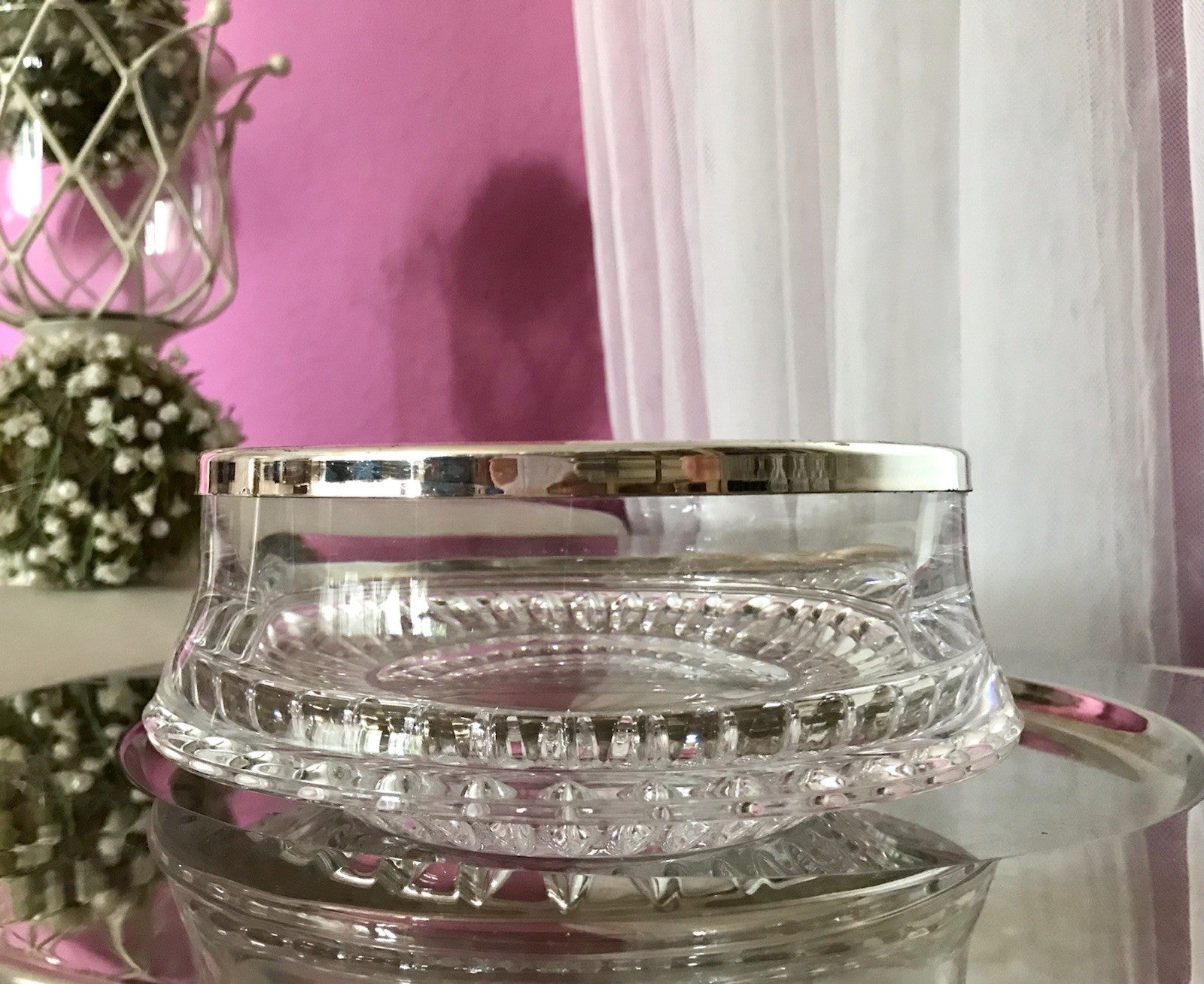 Vintage Nachtmann Glasschale Schale Glas versilberter Rand Bleikristall Europa