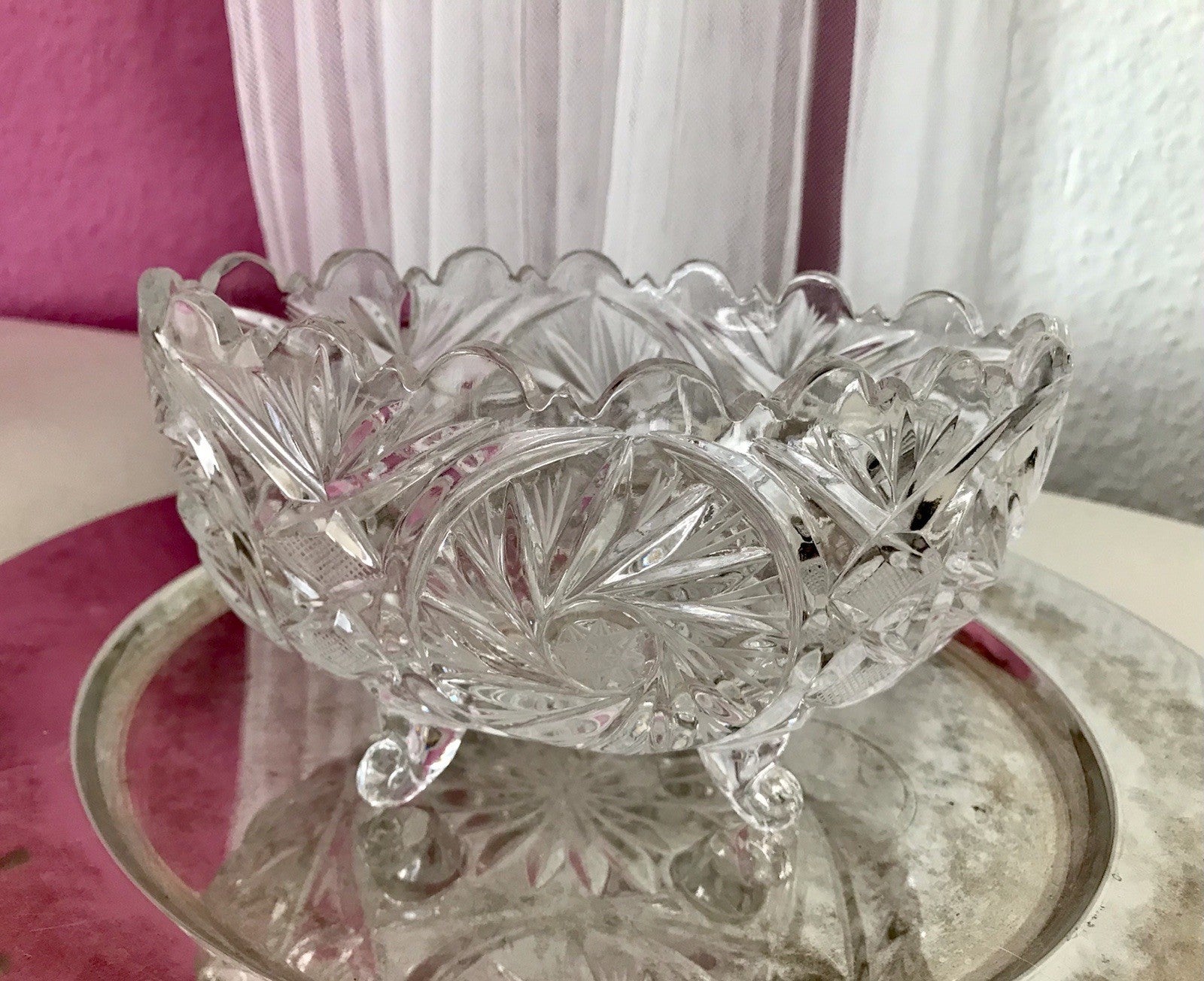 Alt Vintage Bleikristall Bonboniere Schale Glas edel Kristallglas PRL Polen