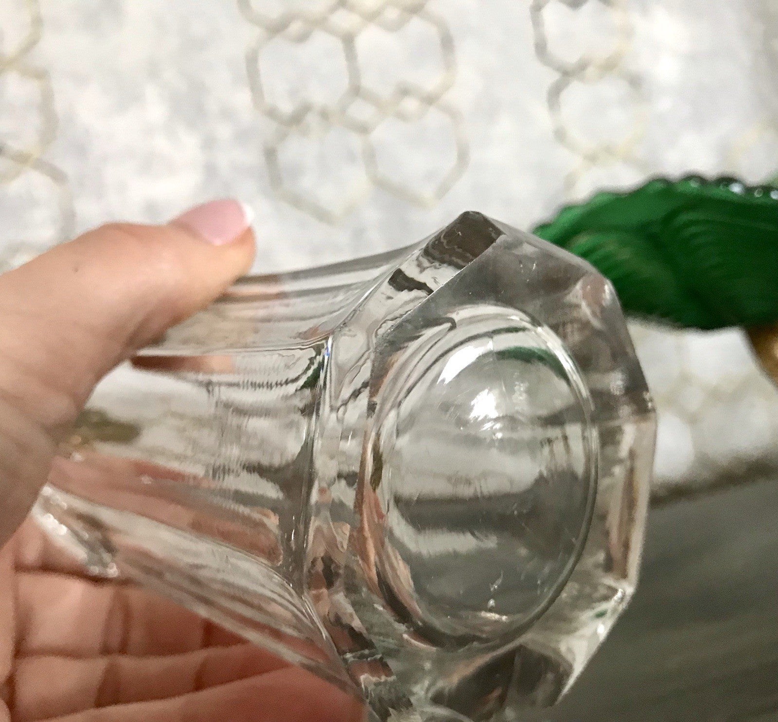 Antik Pressglas Sahnegießer Kännchen Chippendale