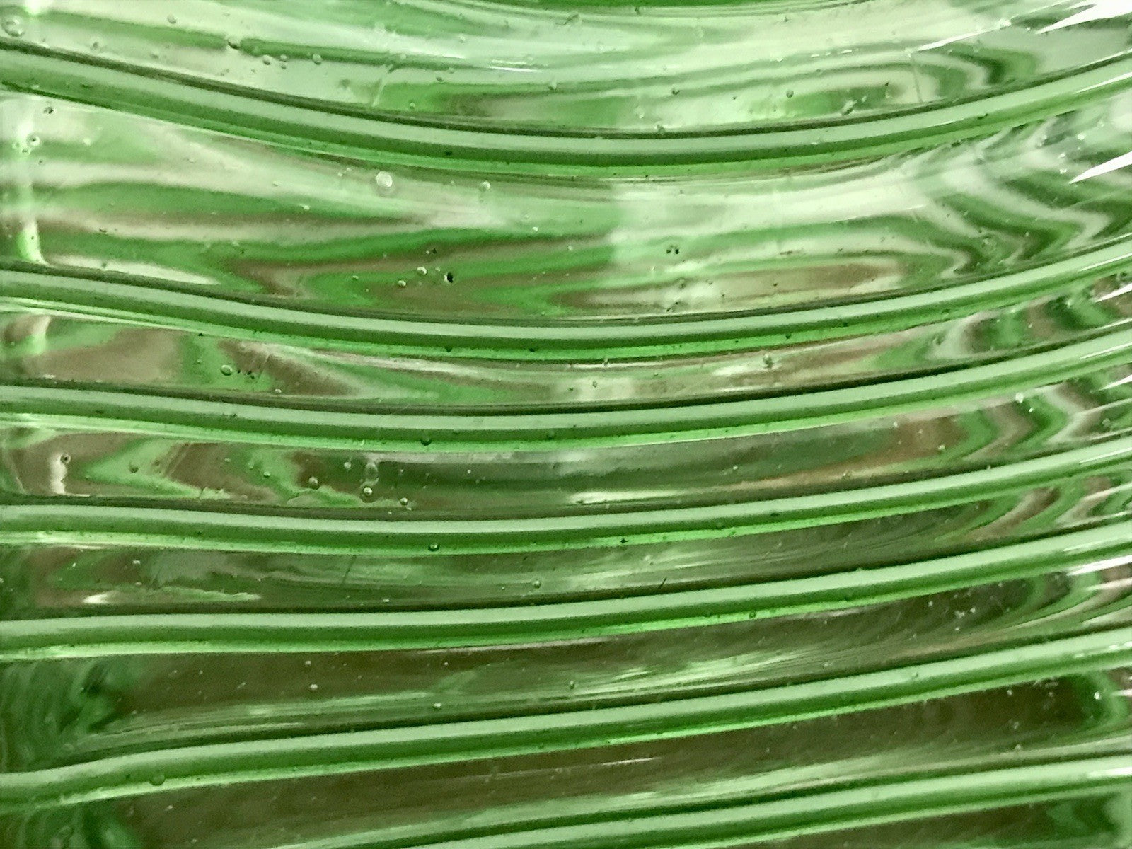 Vintage Vase Murano? Glasvase grün Aufschmelzungen Fäden Henkelvase