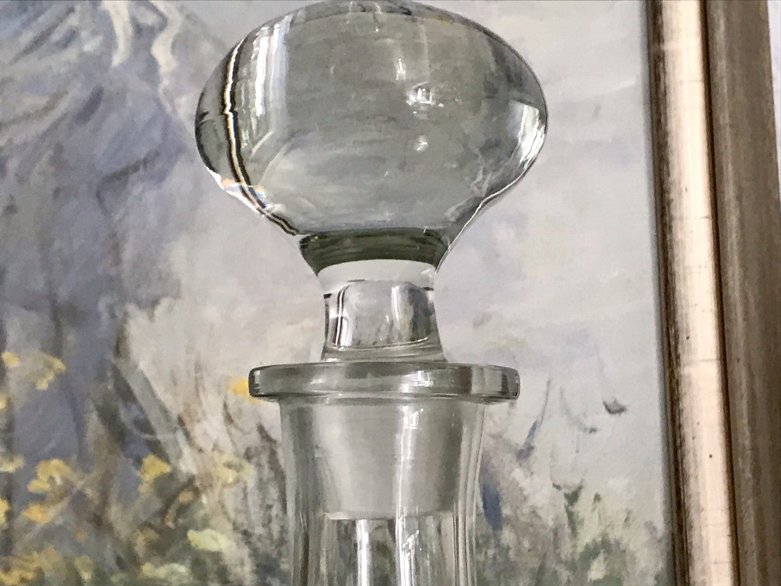 Vintage groß Glaskaraffe Karaffe Zier- Schliff Glas Bleikristall? Kristallglas