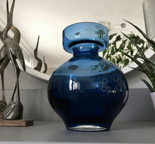 Vintage 60er Design Glasvase Glas  Blau Vase  Mid Century Schön als Zwiebelglas