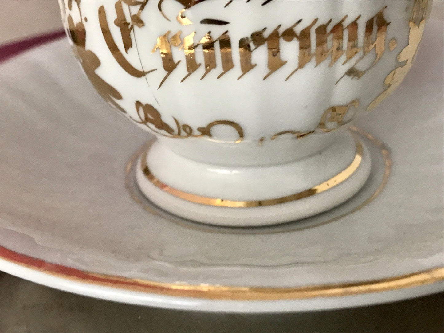 Antik Porzellan Andenken Becher Gedeck Sammeltasse Tasse „Zur Erinnerung“