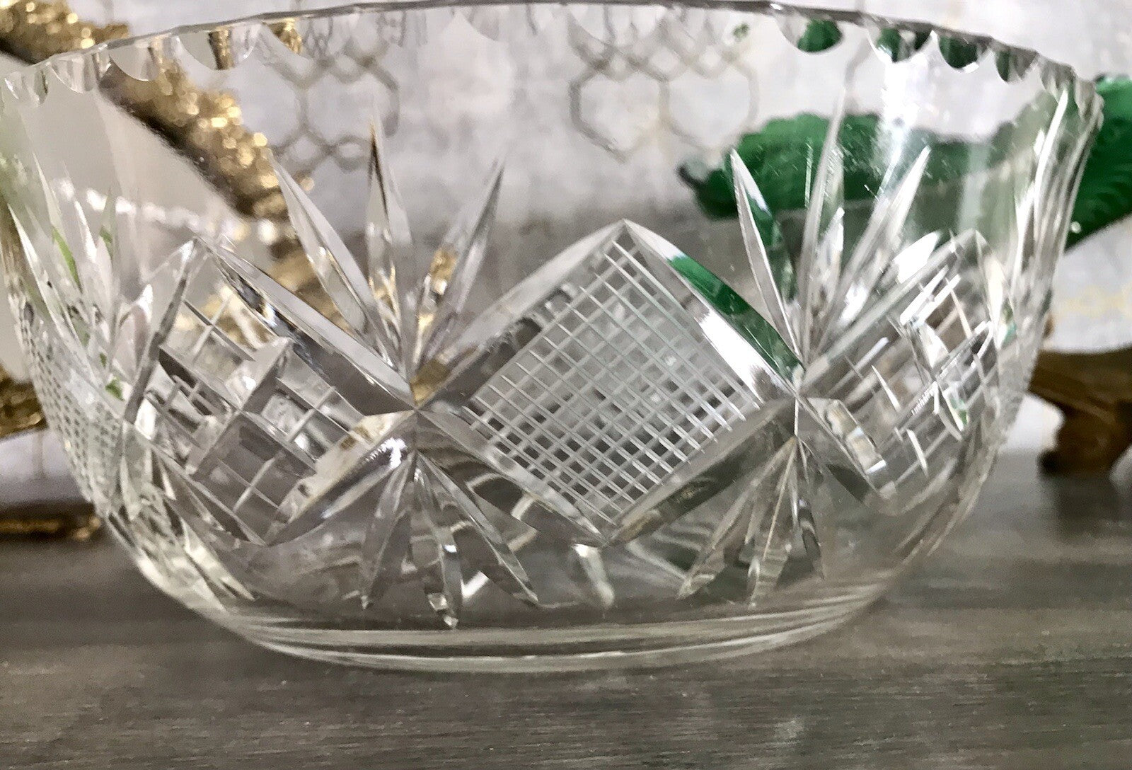 Antik Bleikristall Schale Glasschale Kristallglas Glas edel Salatschale Schlif