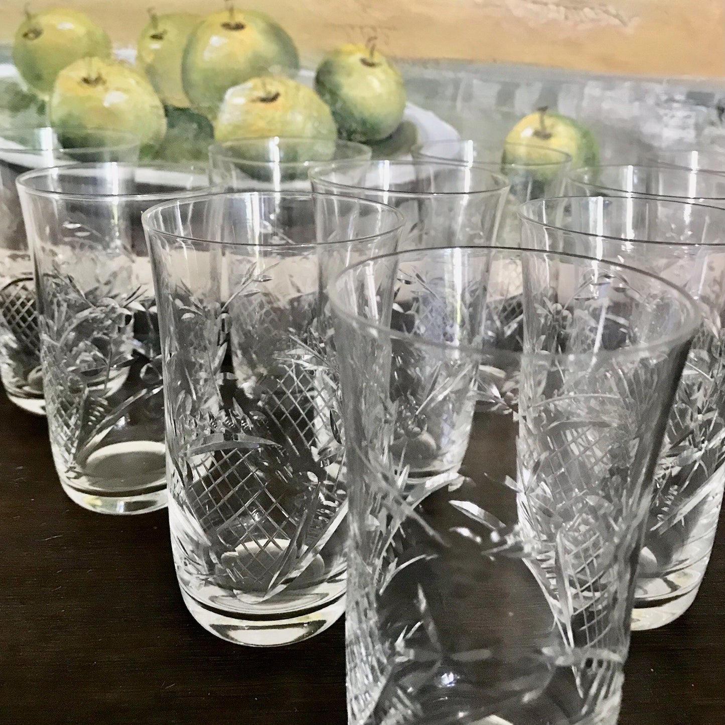 Antik Art Déco EDEL 10 Wassergläser Gläser  Becher Glas Kristallglas geschliffen