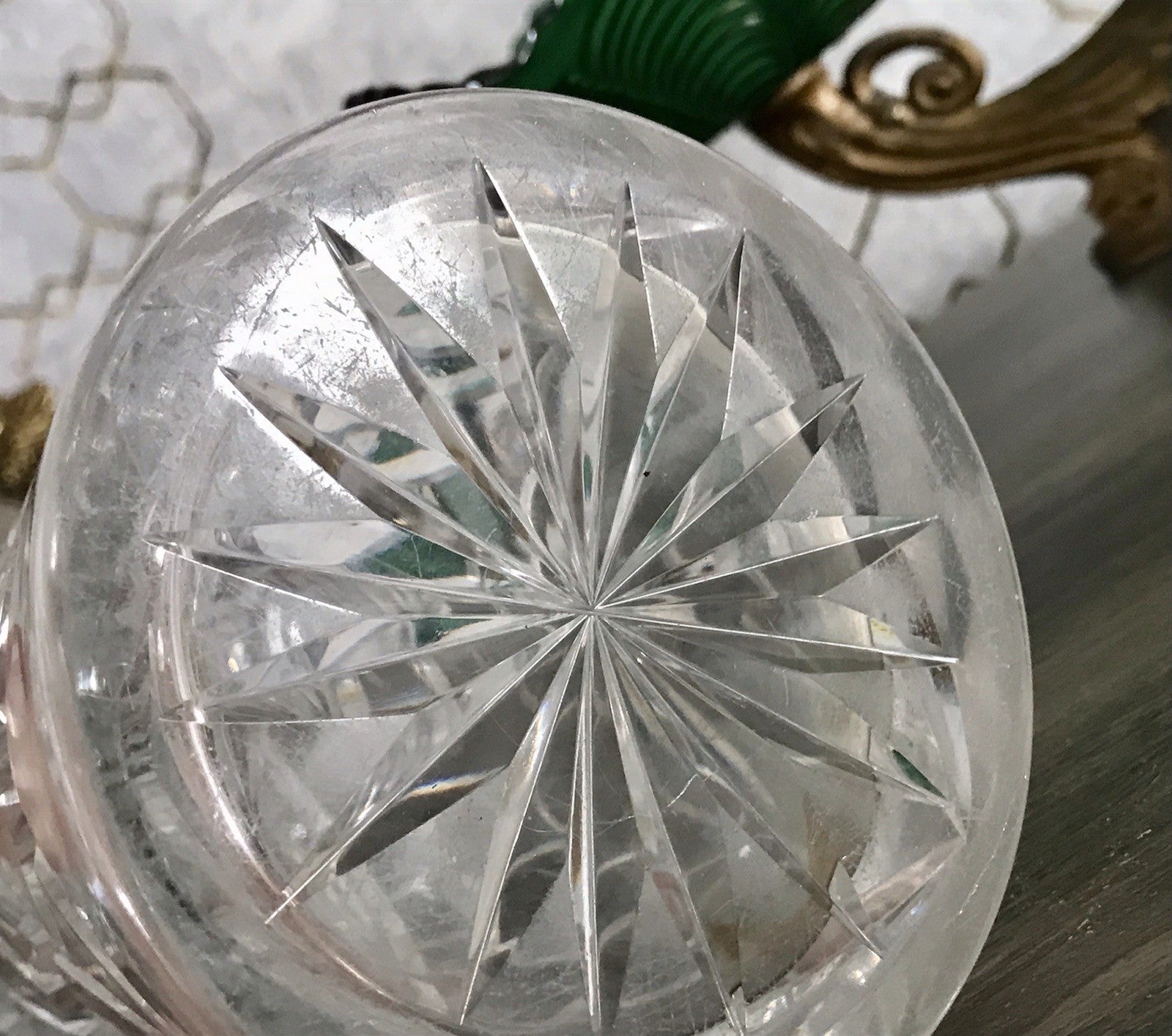 Alt Vintage Vase Glasvase Kristallglas Bleikristall geschliffen in Art Déco Stil