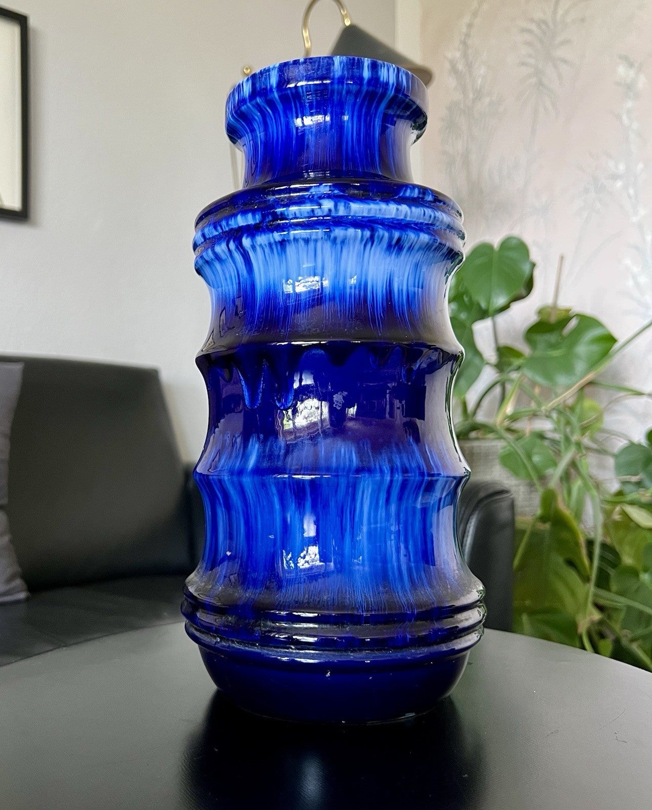 Vintage 60’s Vase Mid Century Keramik Scheurich Pagode 226 Fat Lava kobaltblau