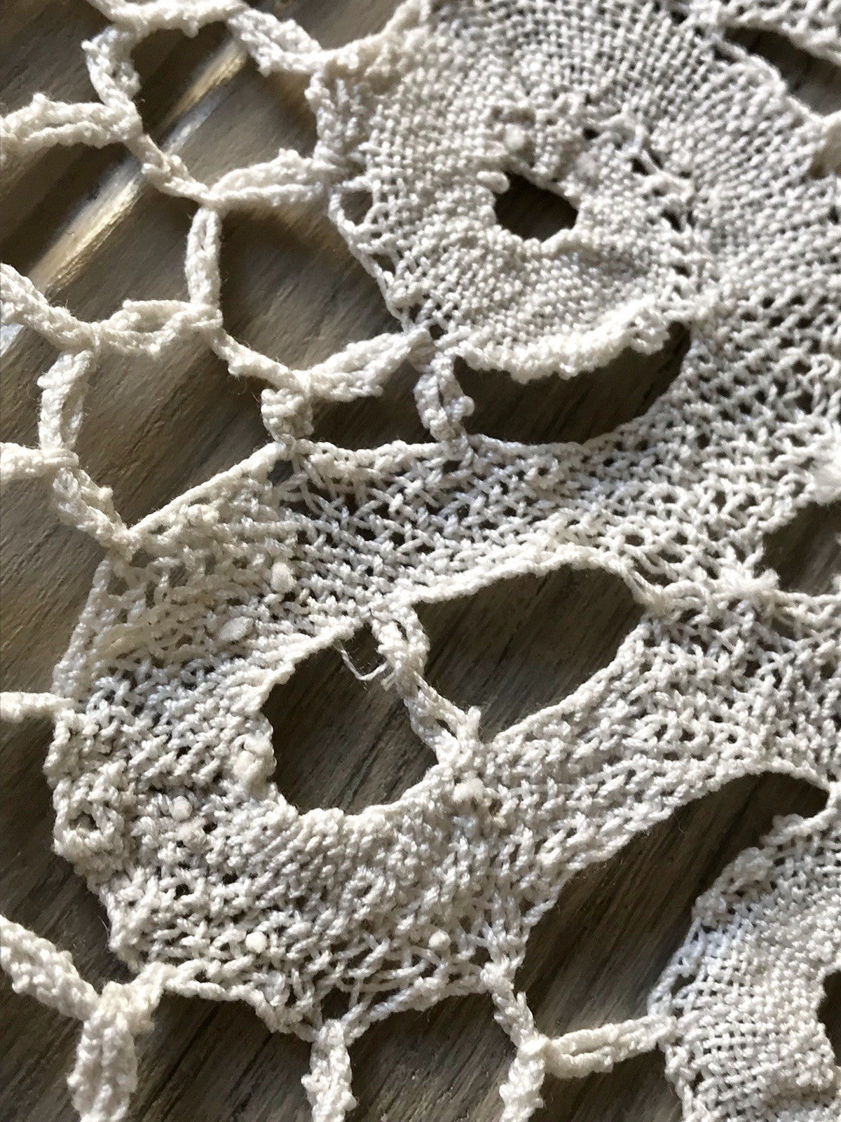 Antik Filetspitze Tischdecke beige Baumwolle Klöppel Spitze Landhaus Erscheinung