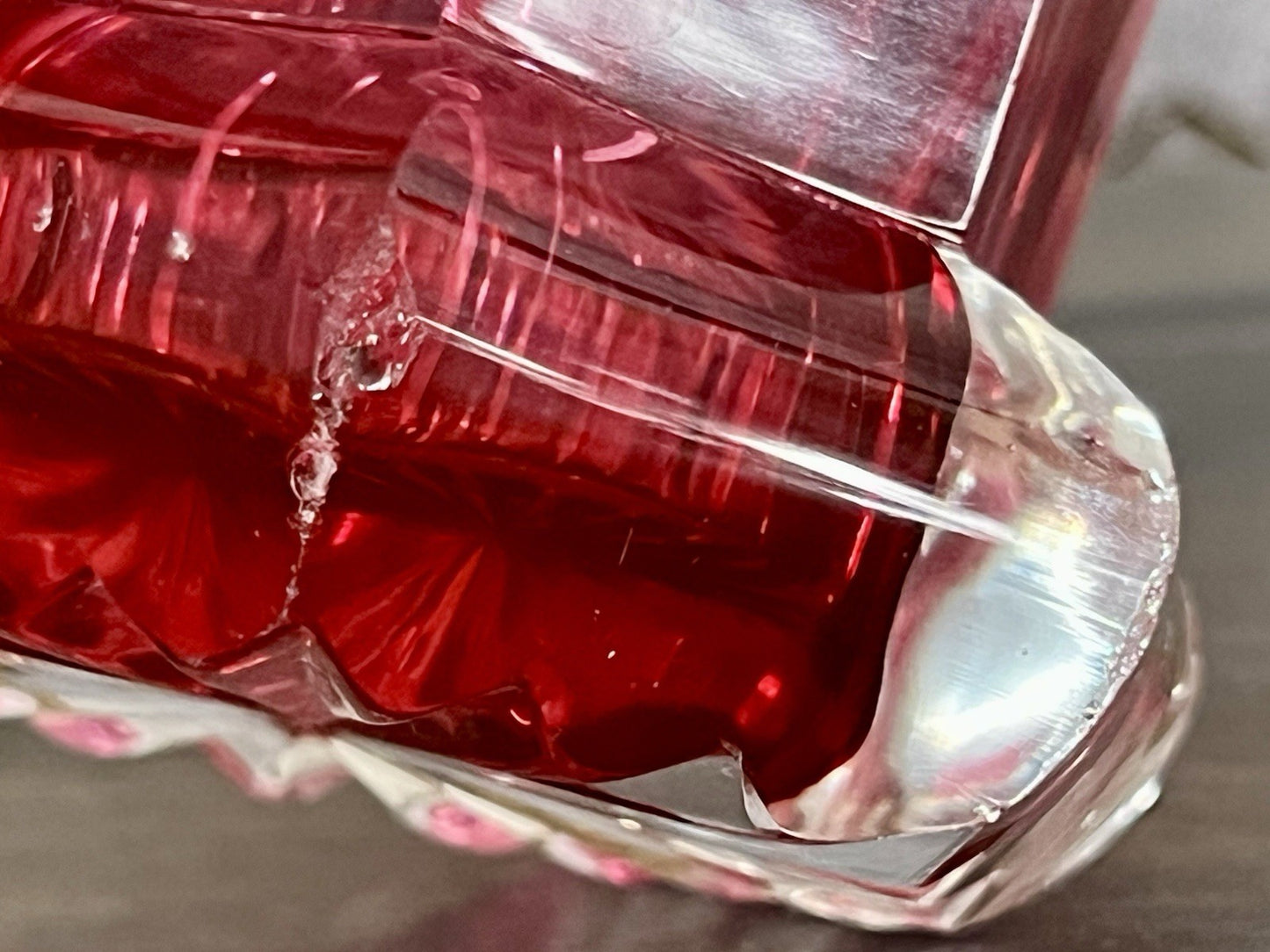 Antik Fußbecher Rubinrot Becher Weinglas Ranftbecher Glas goldrubin