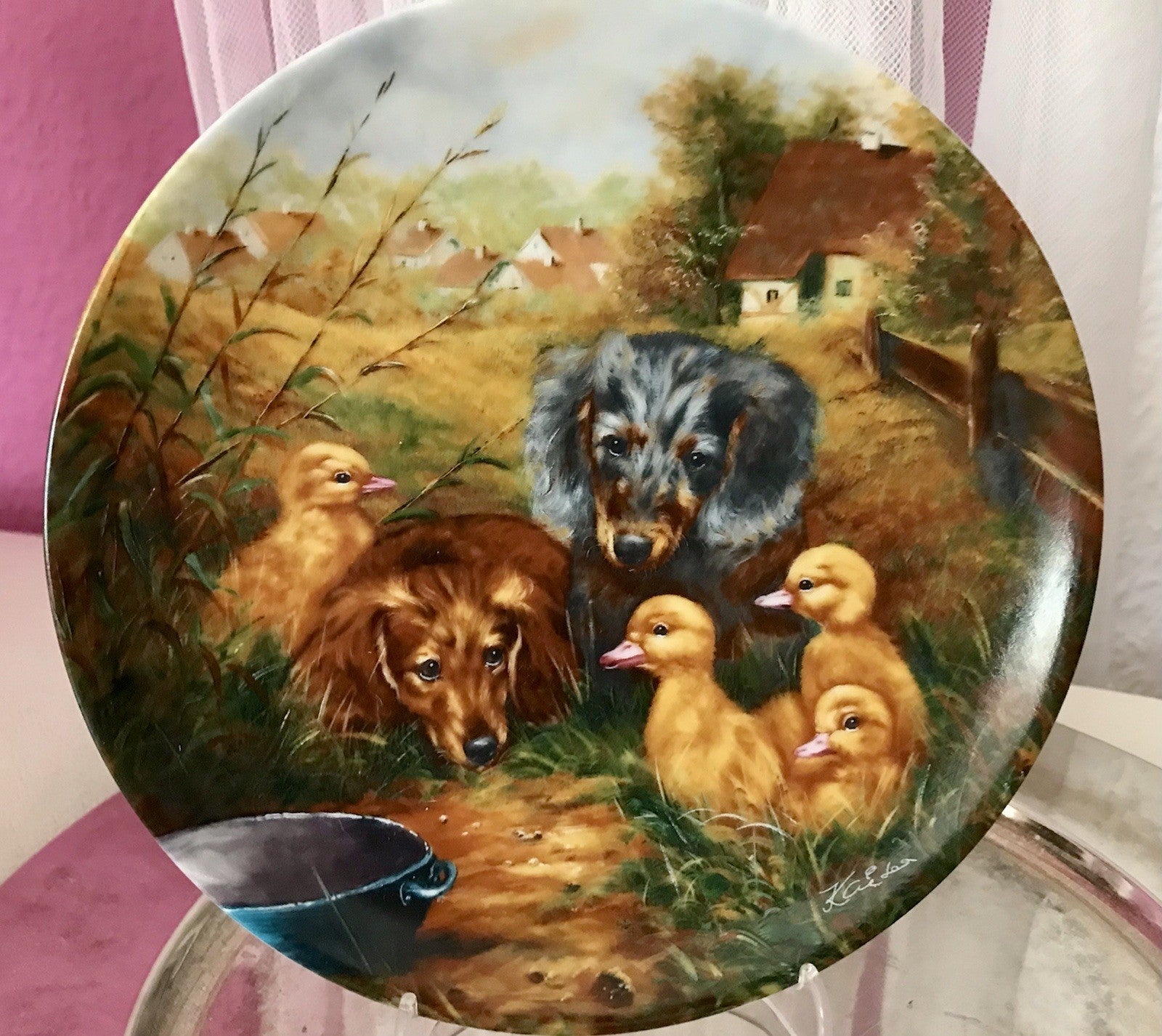 Porzellan Wandteller Zierschale Teller Seltmann Heitere Tiergeschichten 1991